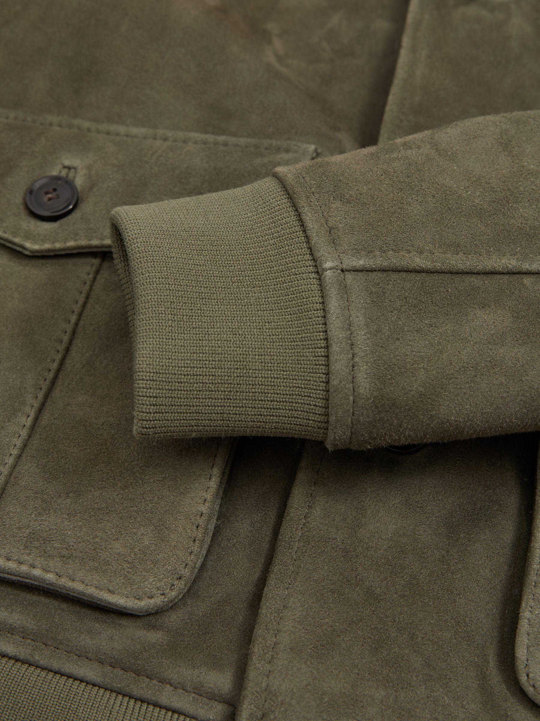 Suede Harrington Jacket in Light Khaki Green Product Image