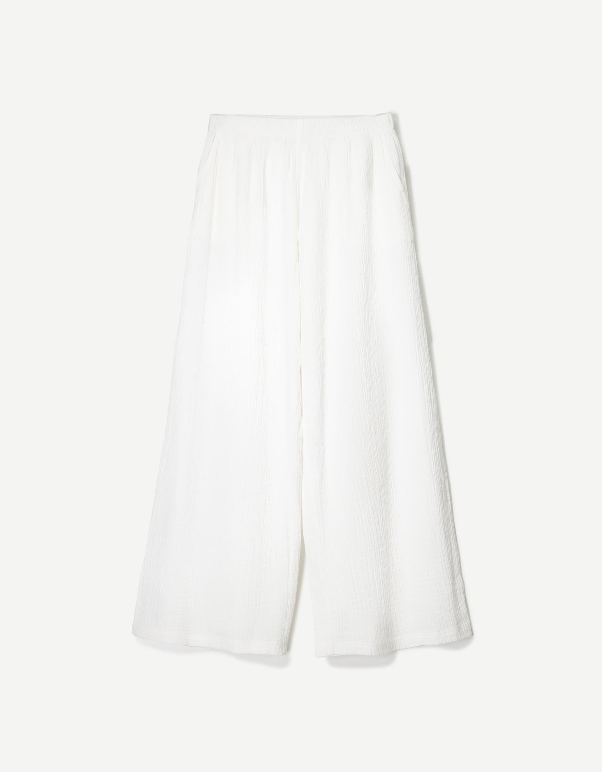 Wide-leg rustic double cloth pants Product Image