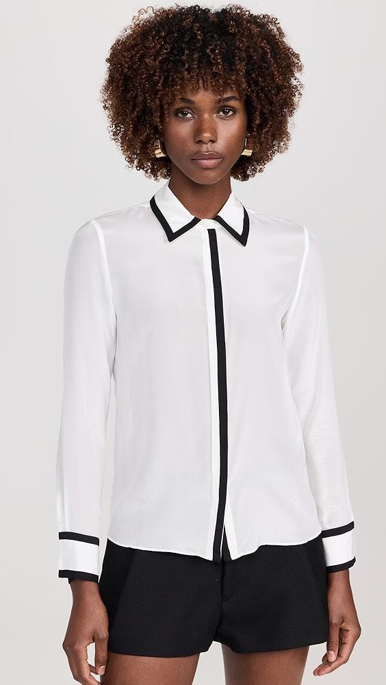 alice + olivia Willa Placket Top with Piping Detail | Shopbop Product Image