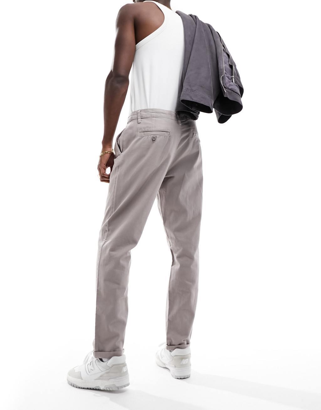 ASOS DESIGN classic rigid chinos in washed gray Product Image