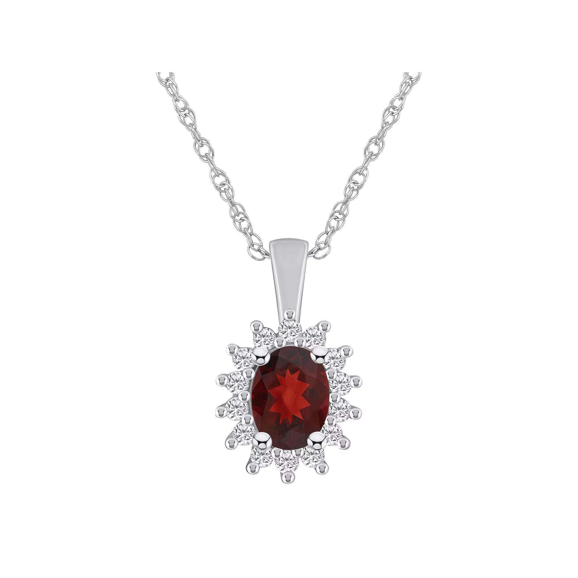 Alyson Layne 14k White Gold Oval Amethyst & 1/3 Carat T.W. Diamond Halo Pendant Necklace, Women's, Size: 18" Product Image