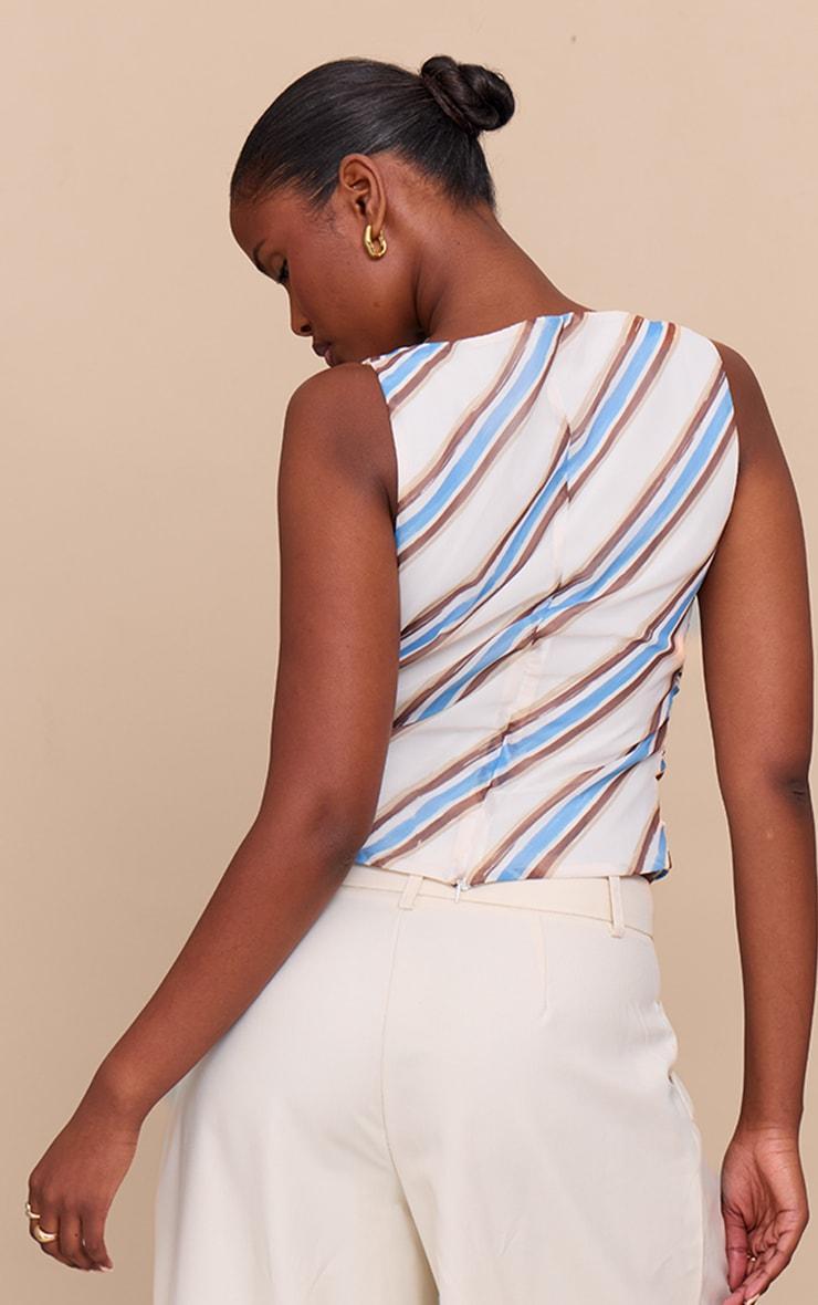 Blue Stripe Ruched Long Top Product Image