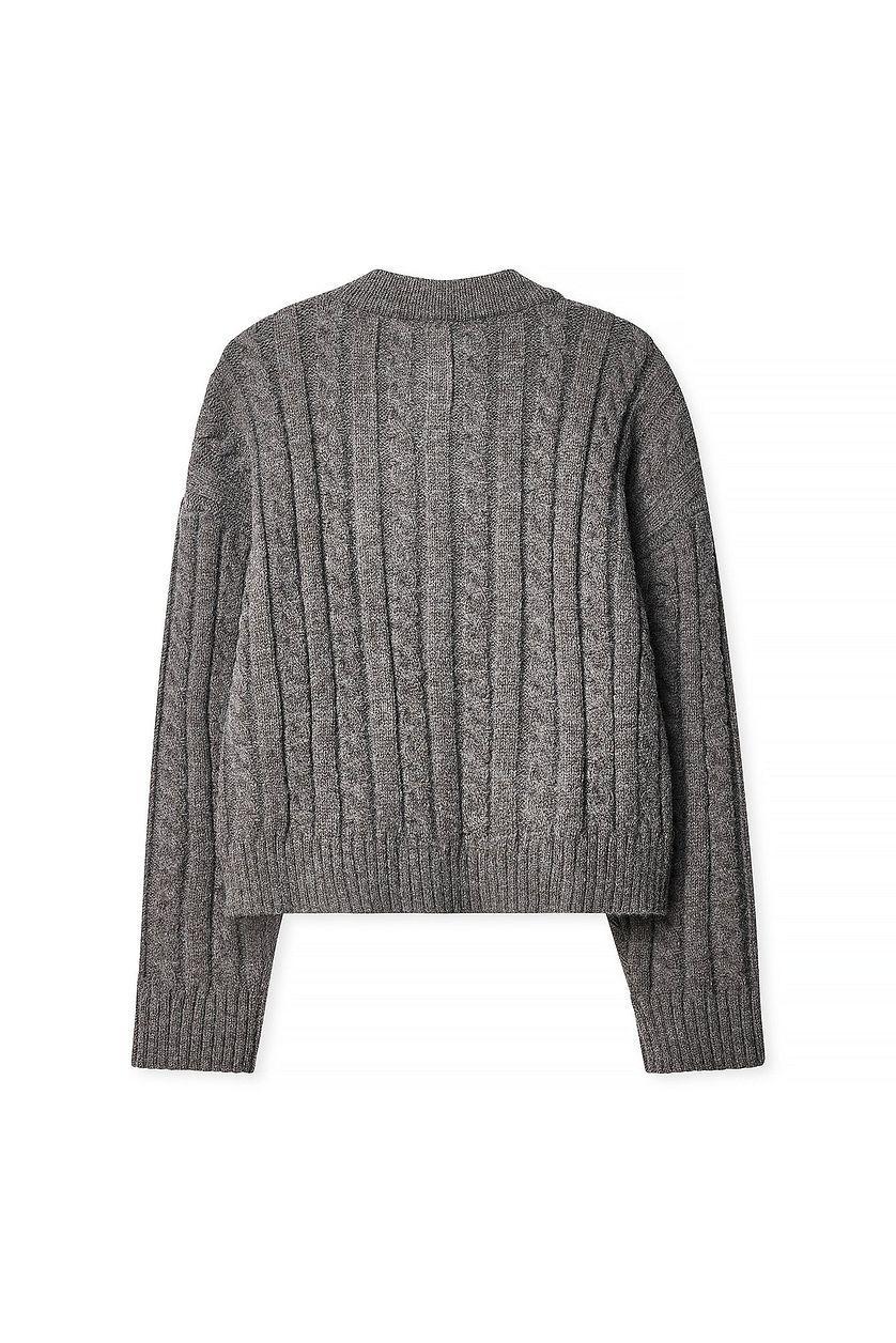 Cable Knitted Wrap Sweater Product Image