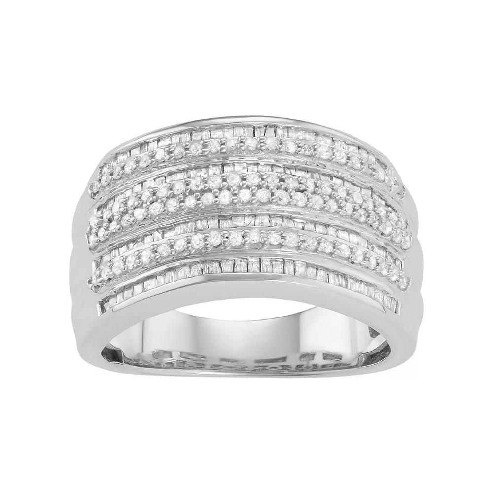 Jewelexcess Sterling Silver 1 Carat T.W. Diamond Multirow Ring, Women's, Size: 7, Yellow Rhodium Plate Product Image
