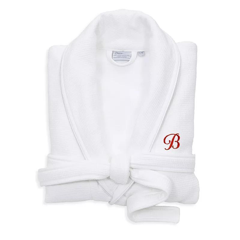 Linum Home Textiles Red Letter Unisex Personalized Turkish Cotton Waffle Terry Satin Piped Trim Bathrobe, Womens Product Image