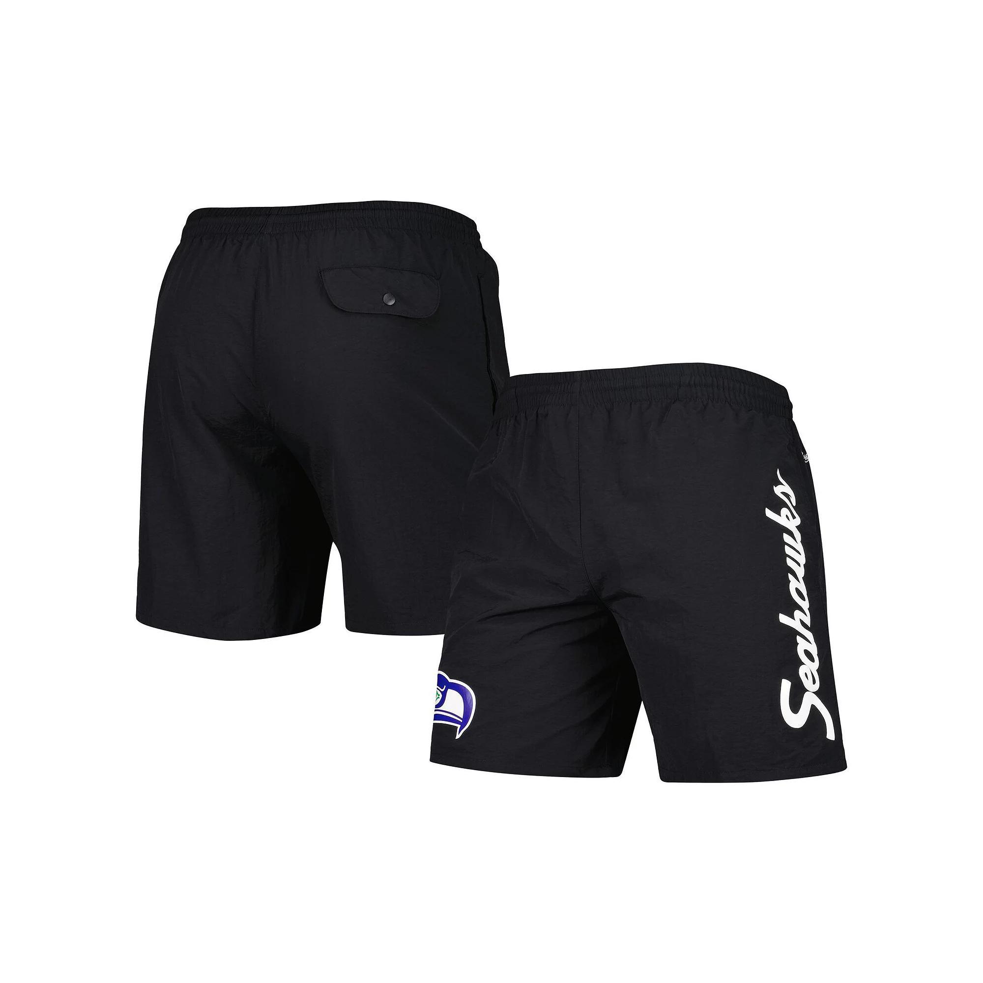 Men's Mitchell & Ness Black Seattle Seahawks Team Essentials Nylon Shorts, Size: 4XL Product Image