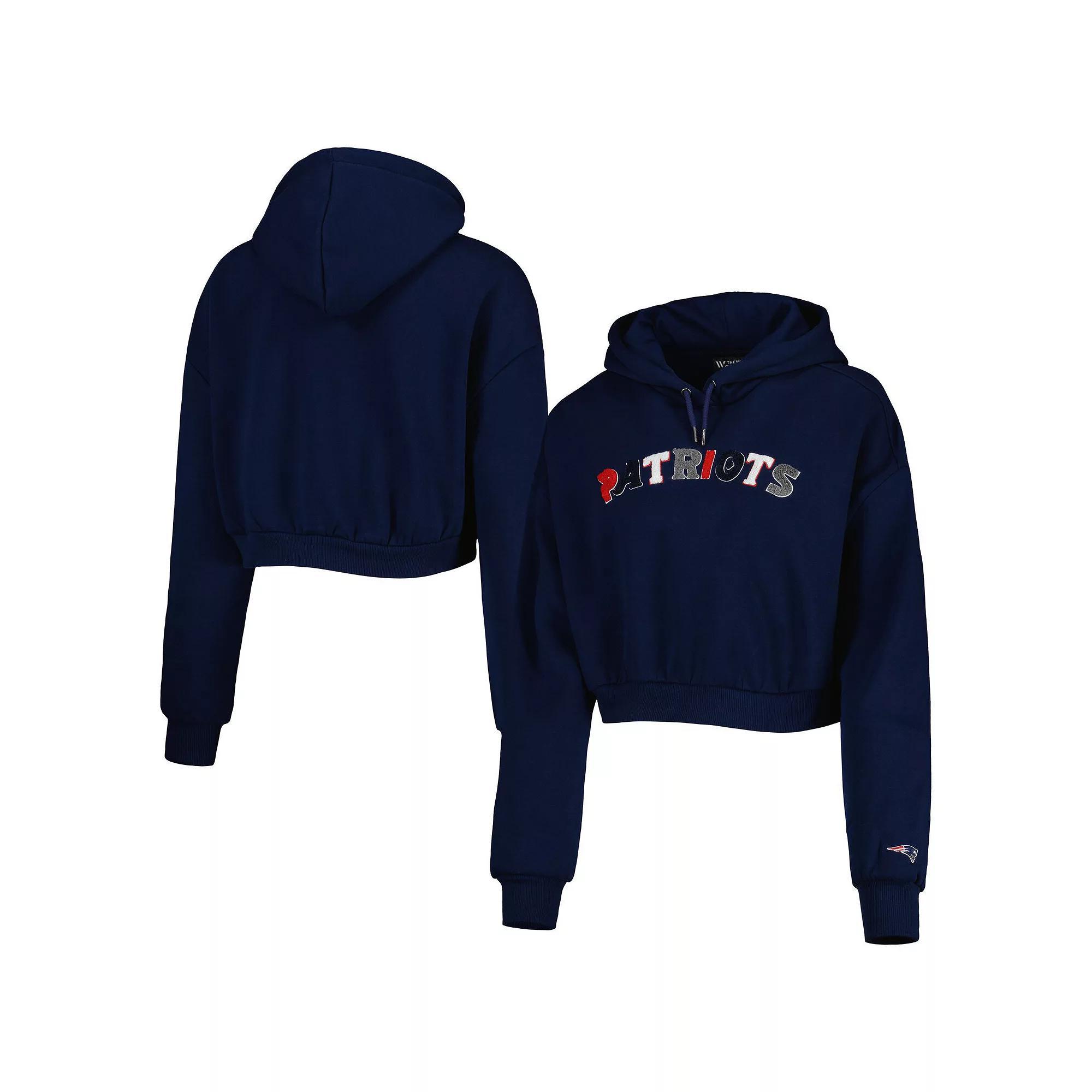Womens The Wild Collective New England Patriots Cropped Pullover Hoodie Blue Product Image