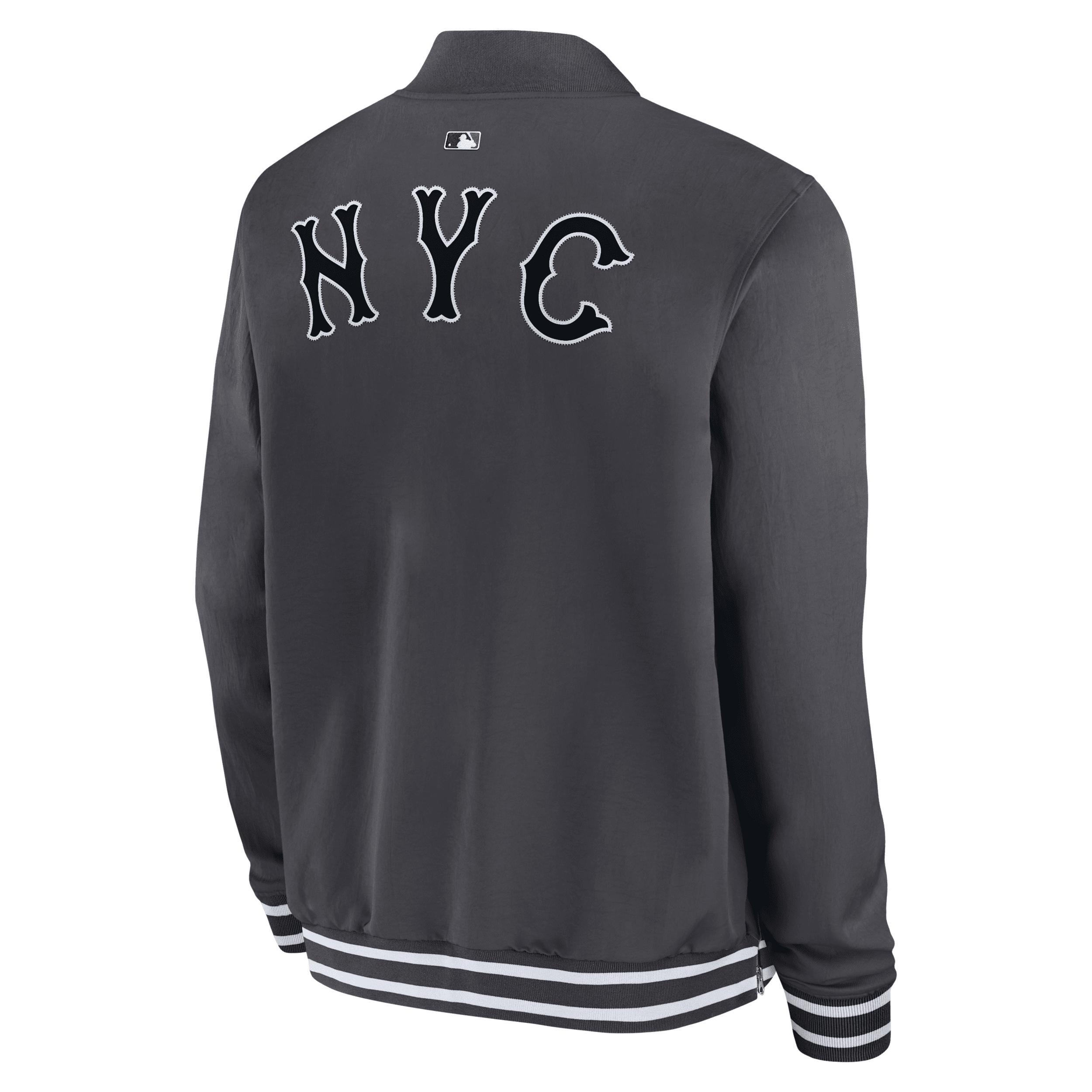New York Mets Authentic Collection City Connect Nike Mens MLB Full-Zip Bomber Jacket | 02F30CEGNME-Z8A Product Image