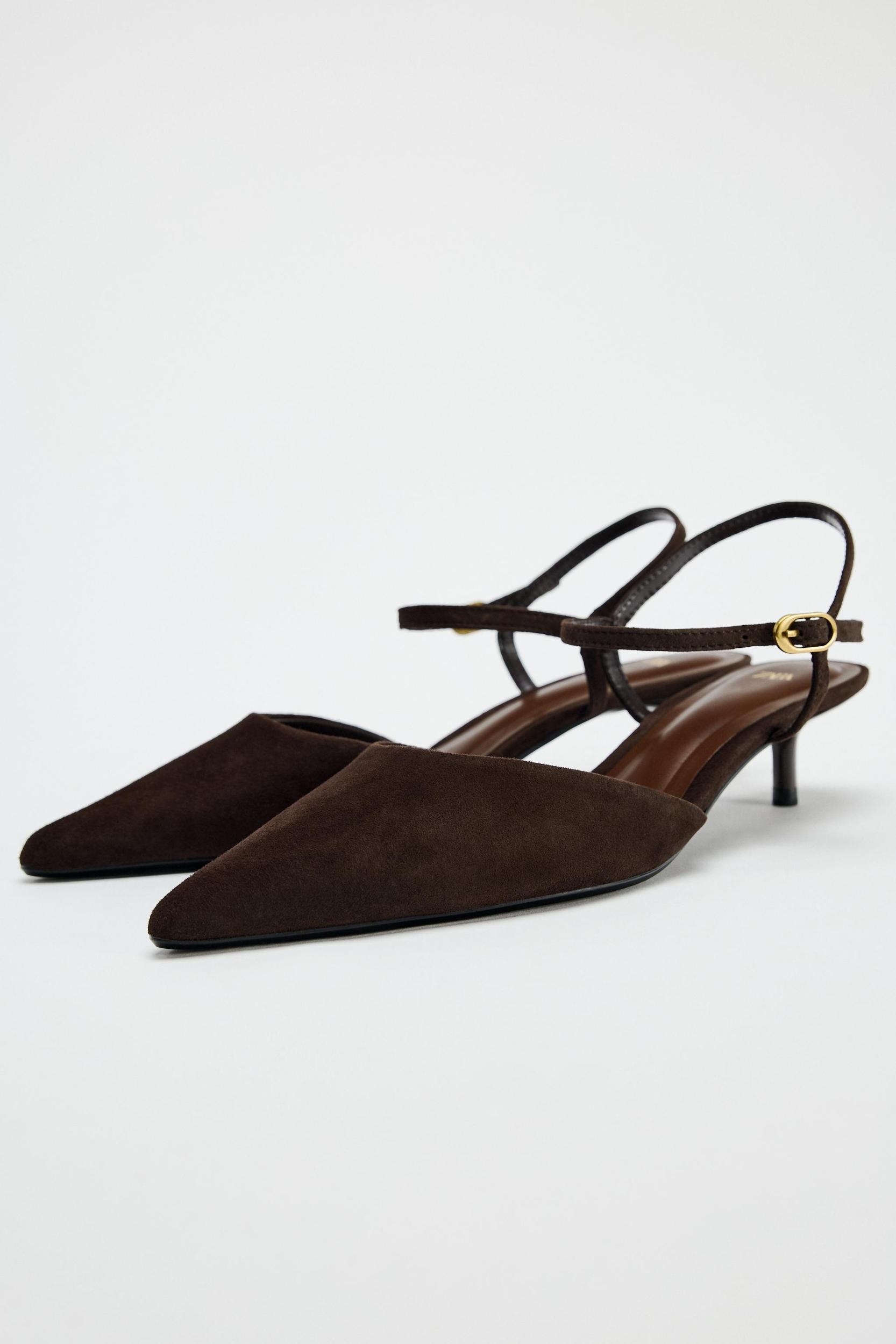 SUEDE KITTEN HEEL SLINGBACKS Product Image