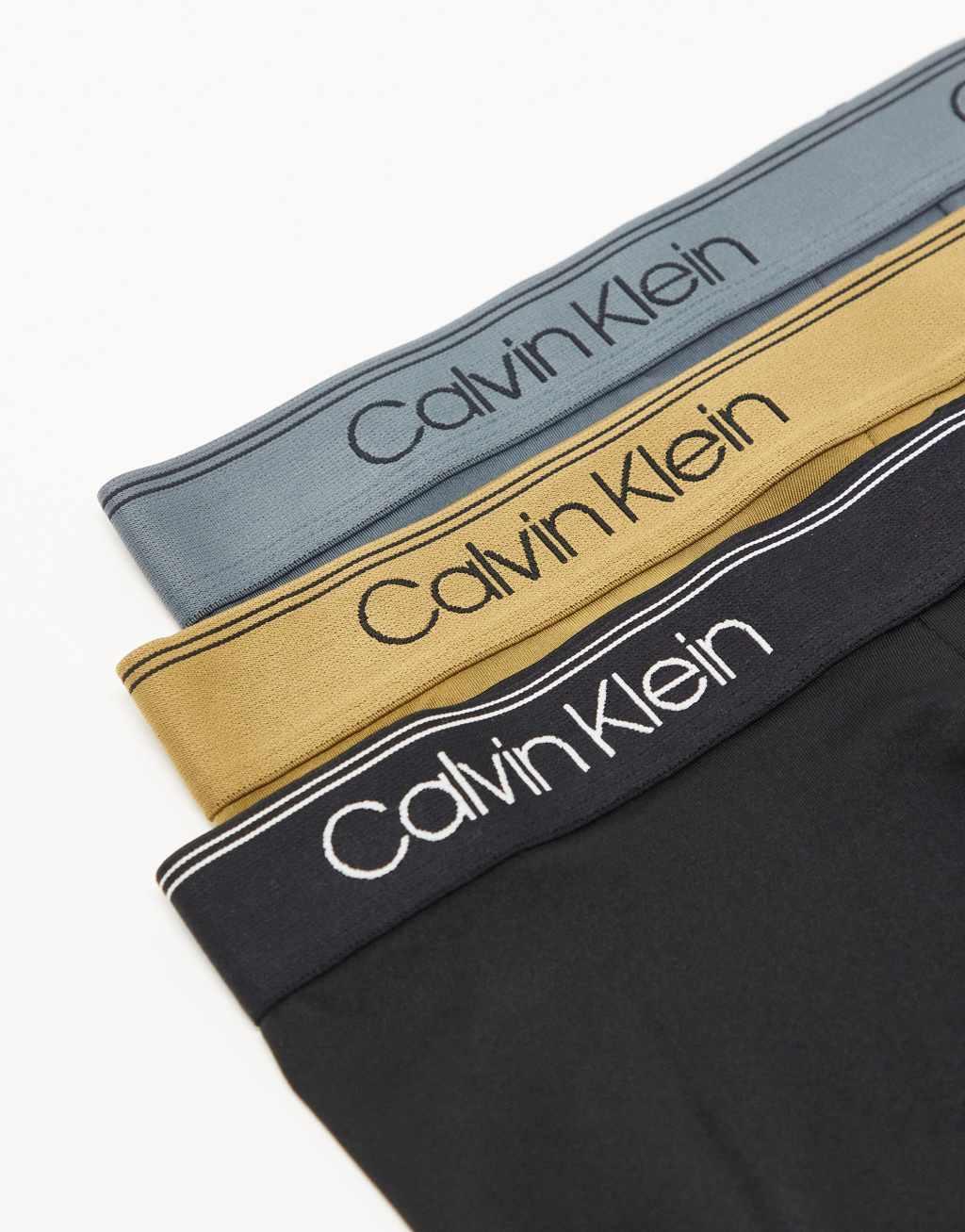 Calvin Klein Micro Stretch 3 pack low rise boxer briefs in blue/khaki/black Product Image
