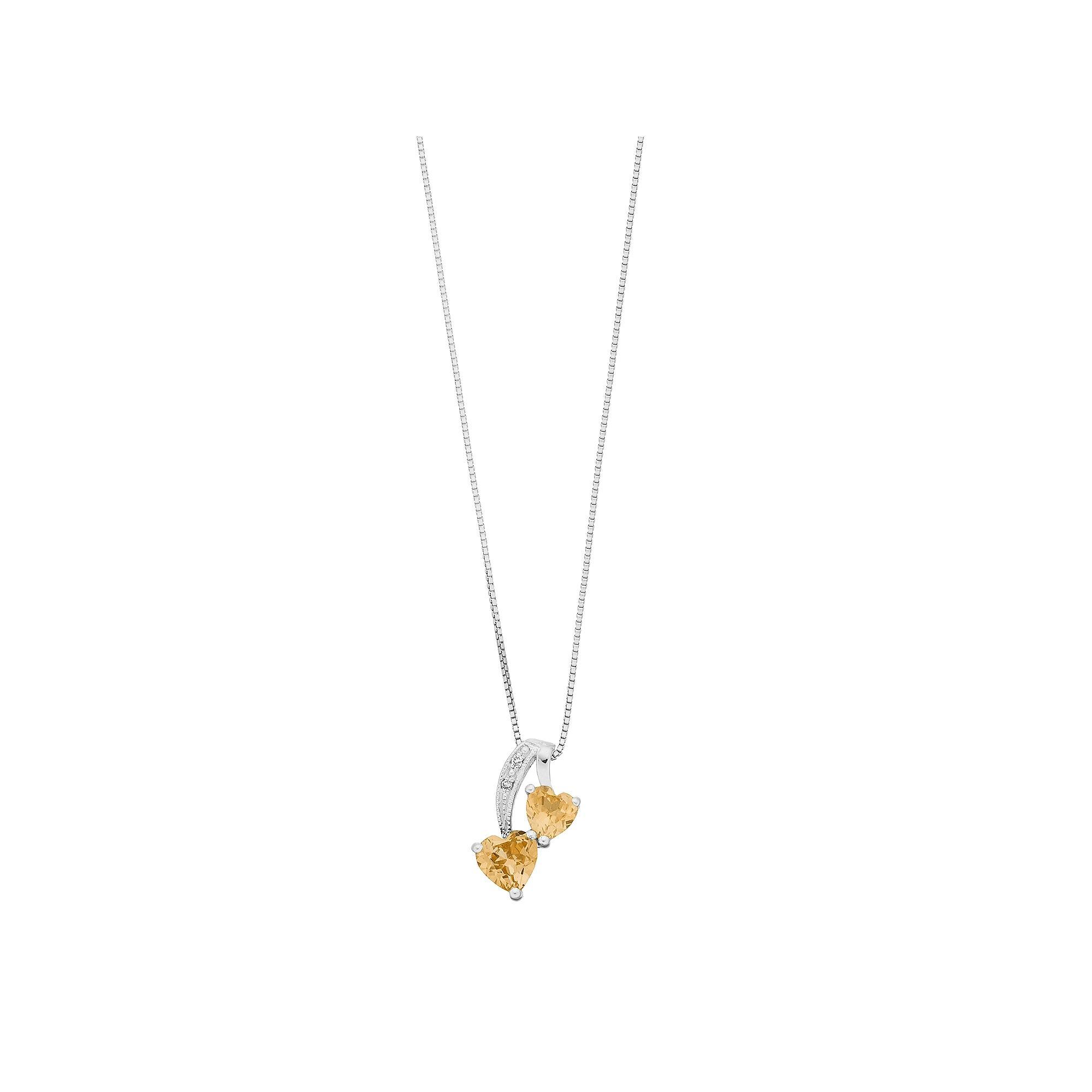 Gemminded Sterling Silver Gemstone & Diamond Accent Double Heart Pendant Necklace, Women's, Size: 18", Blue Topaz Product Image