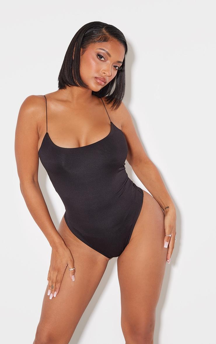 Shape Black Slinky Spaghetti Strap Bodysuit Product Image