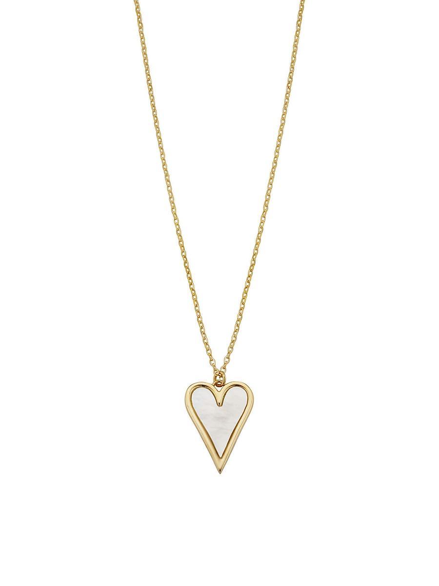 Womens 14K Yellow Gold Mother of Pearl My Heart Pendant Necklace Product Image