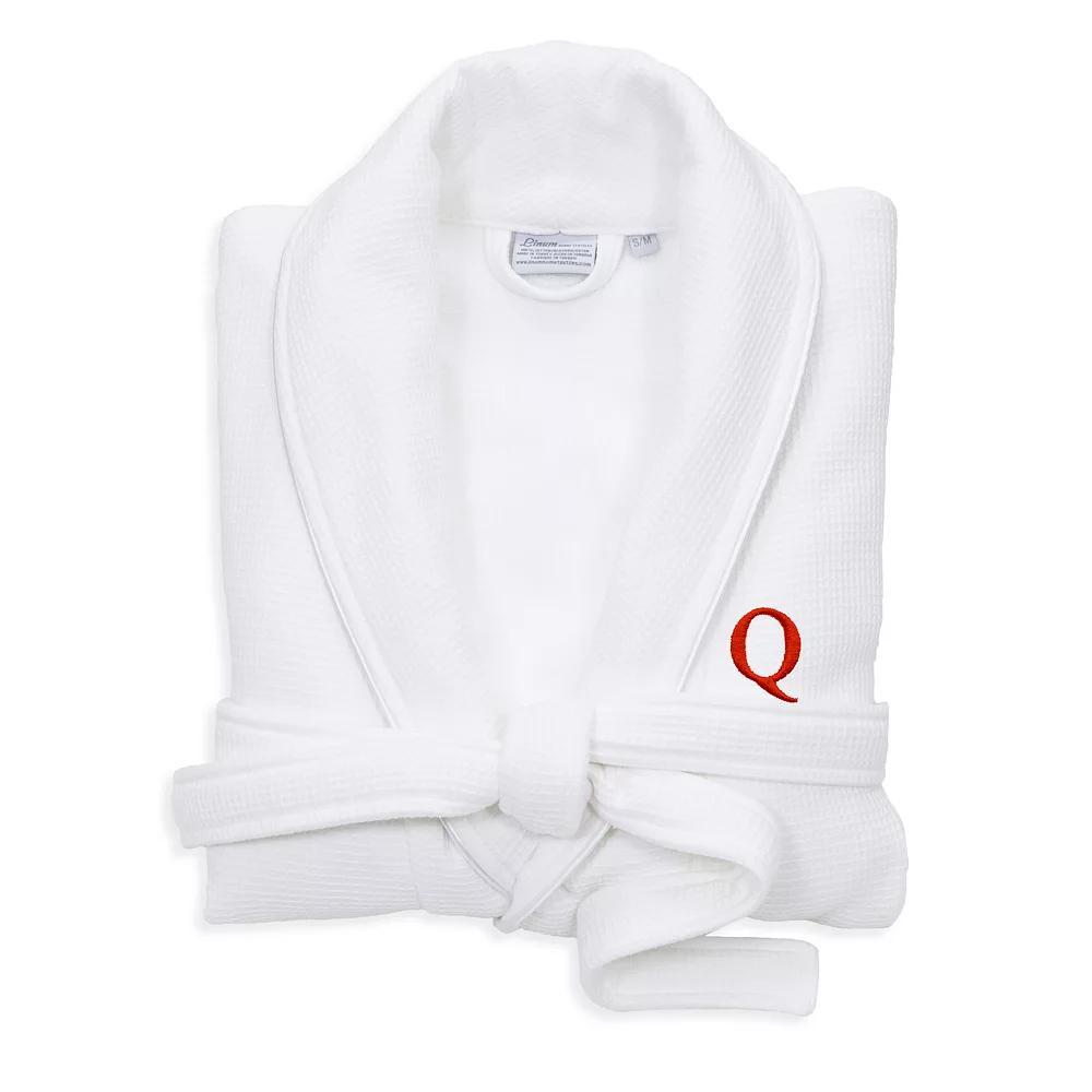 Linum Home Textiles Red Letter Unisex Personalized Turkish Cotton Waffle Terry Satin Piped Trim Bathrobe, Womens Product Image