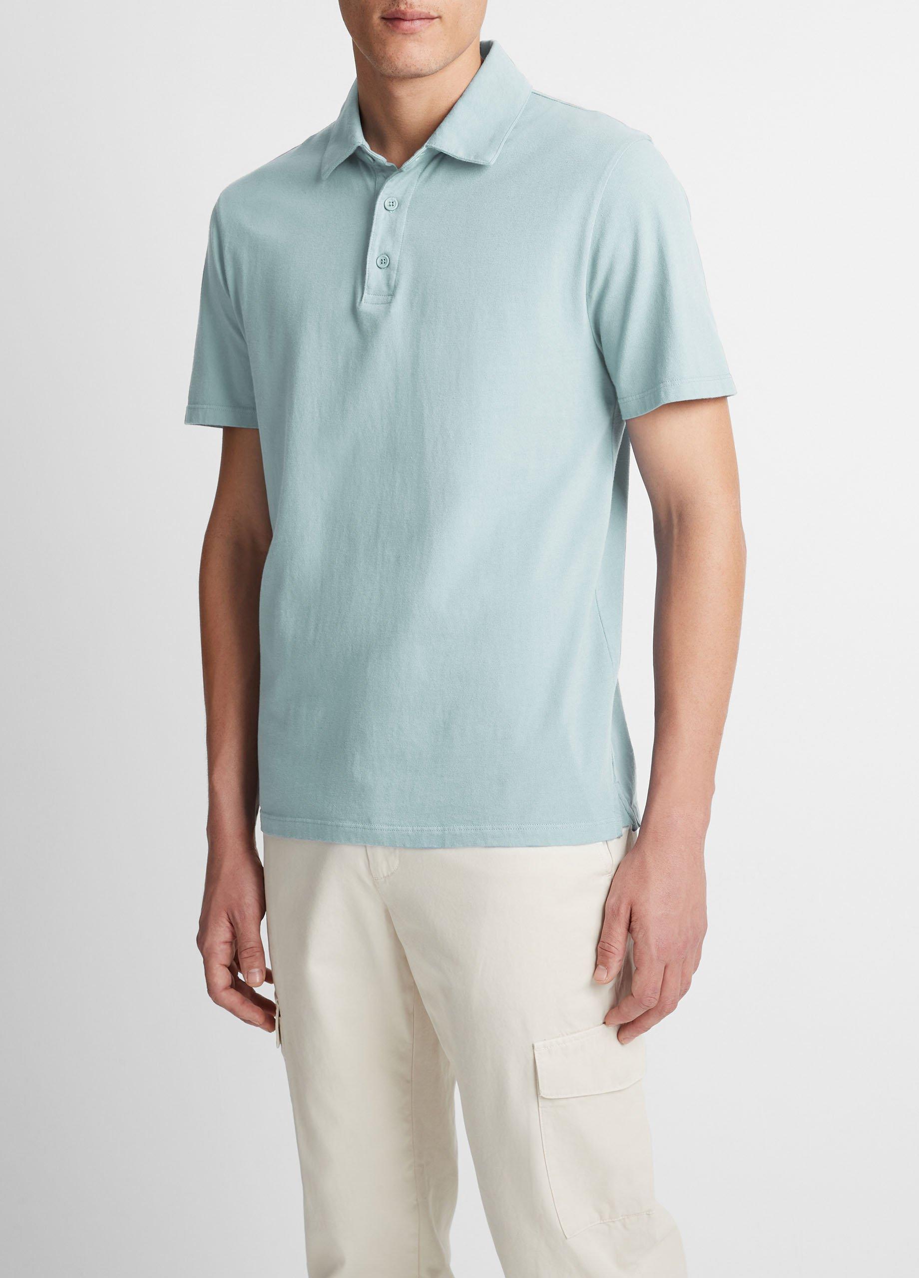 Mens Garment Dye Cotton Polo Shirt, Optic White, Size S Vince Product Image