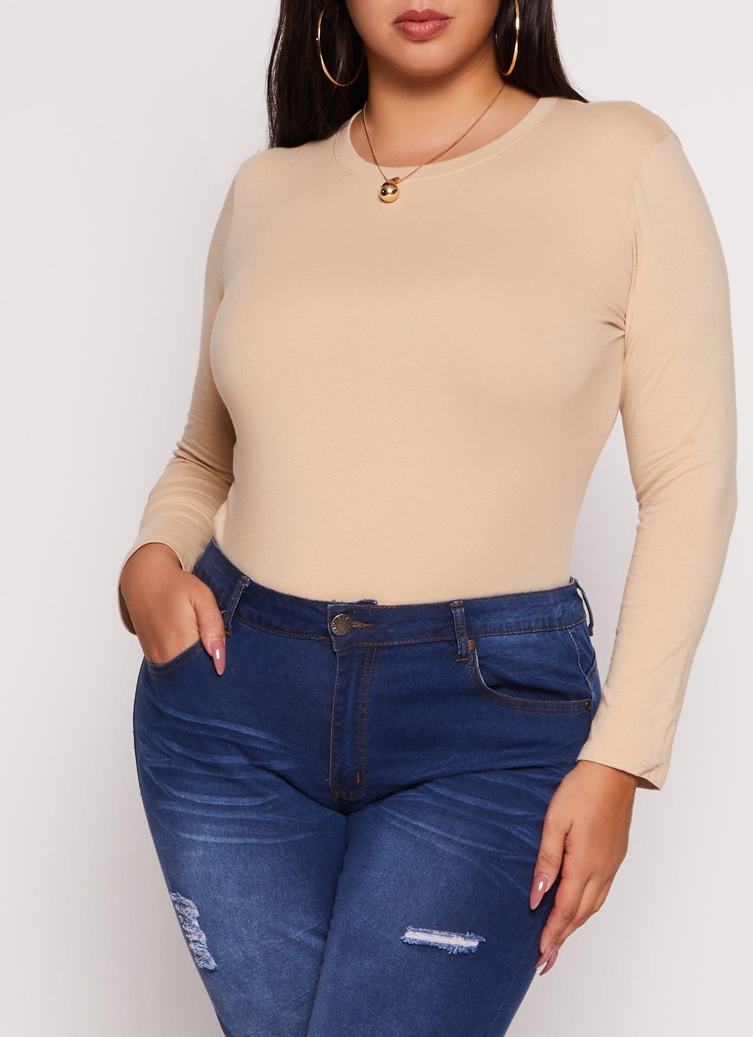 Womens Plus Size Long Sleeve Basic T Shirt Product Image