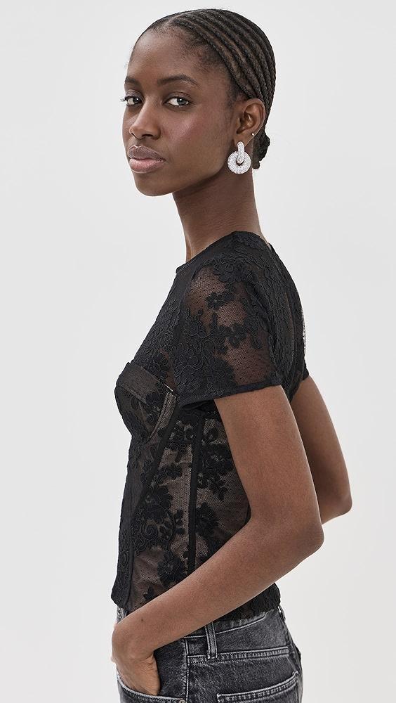 Self Portrait Black Lace Bustier Top | Shopbop Product Image