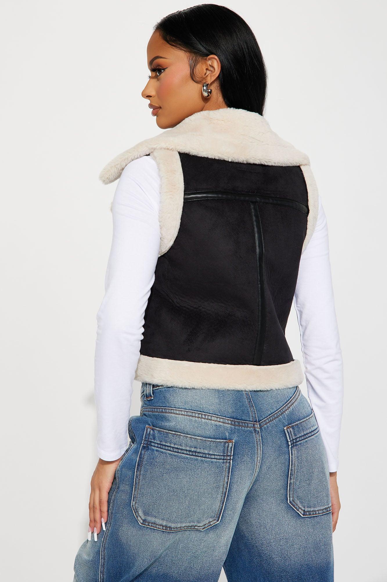 Cold Night Out Shearling Vest - Black Product Image