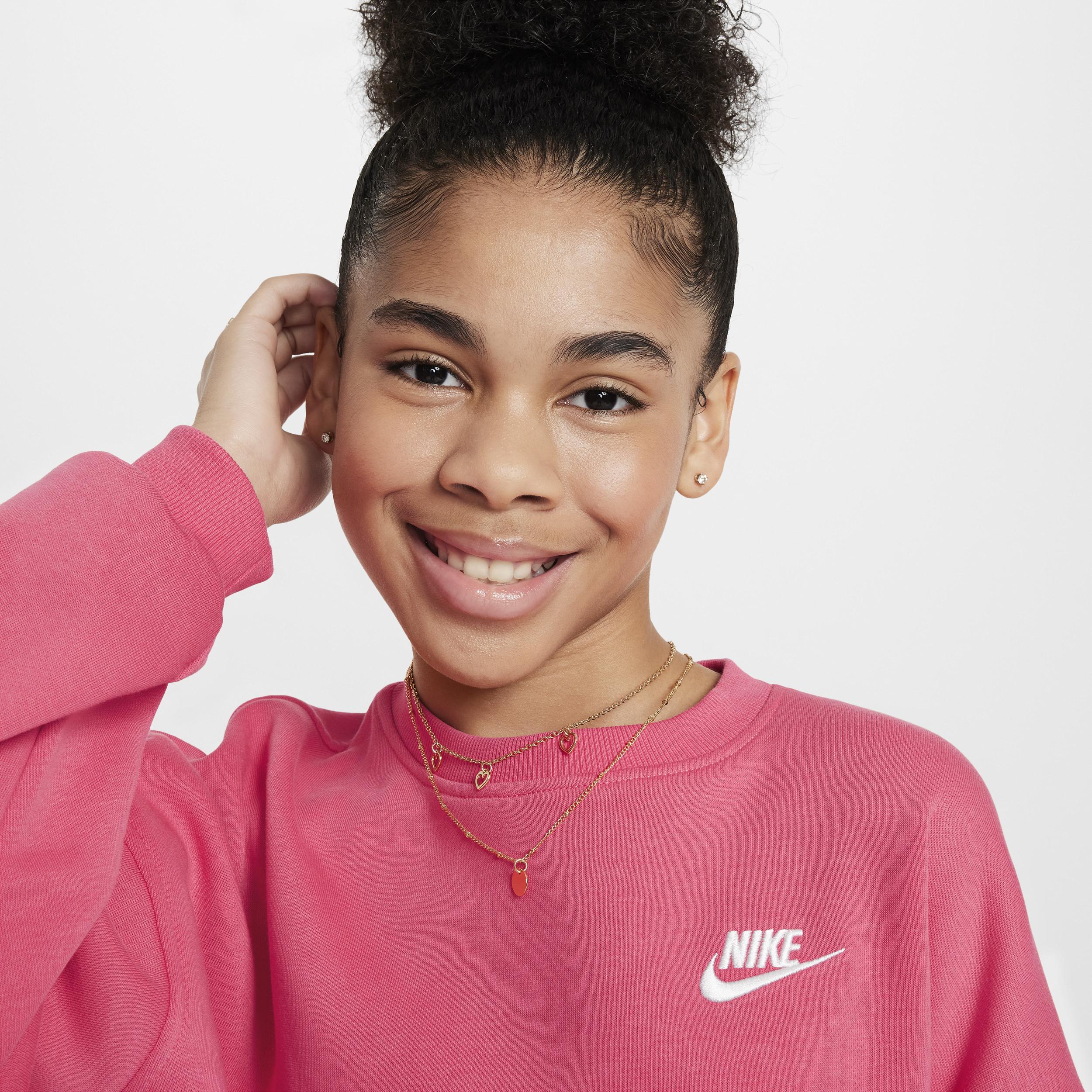 Nike Kids' Sportswear Club Fleece Crewneck Sweatshirt in Aster Pink/White at Nordstrom, Size Xs Product Image