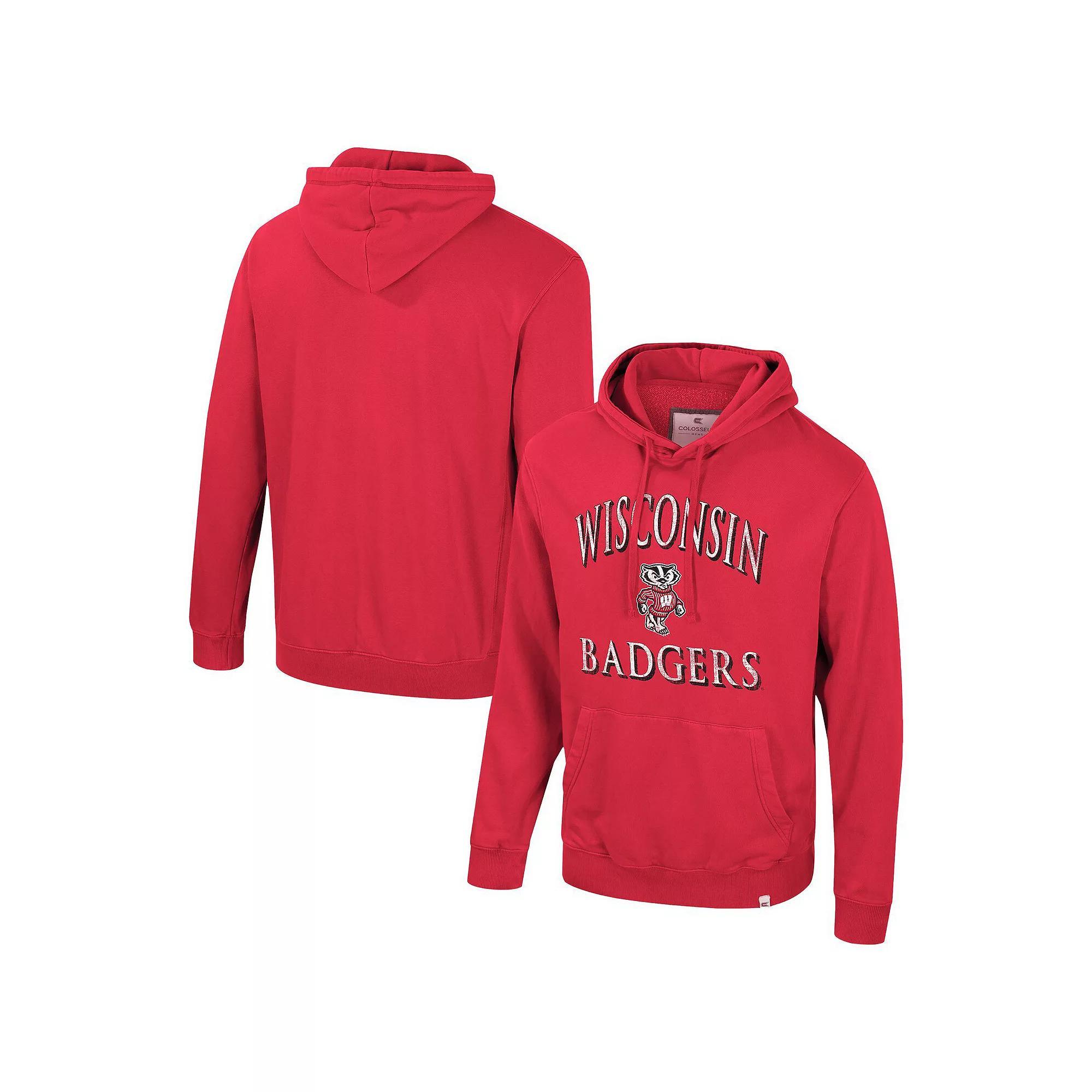 Men's Colosseum Red Wisconsin Badgers Big & Tall Cap E-Tan Pullover Hoodie, Size: 3XB Product Image