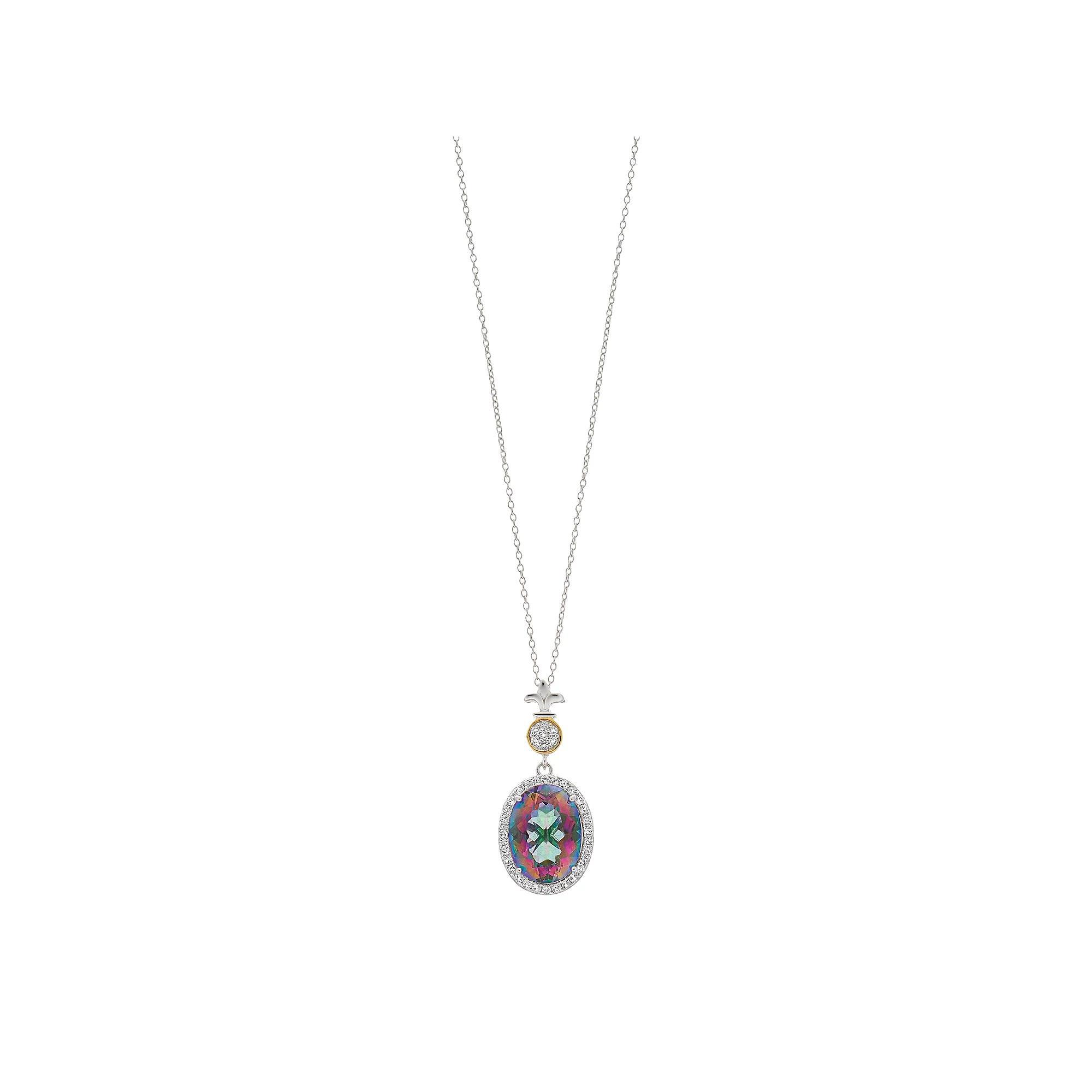 Rosabella Sterling Silver Rainbow Quartz & White Topaz Pendant Necklace, Women's, Size: 18", Two Tone Product Image