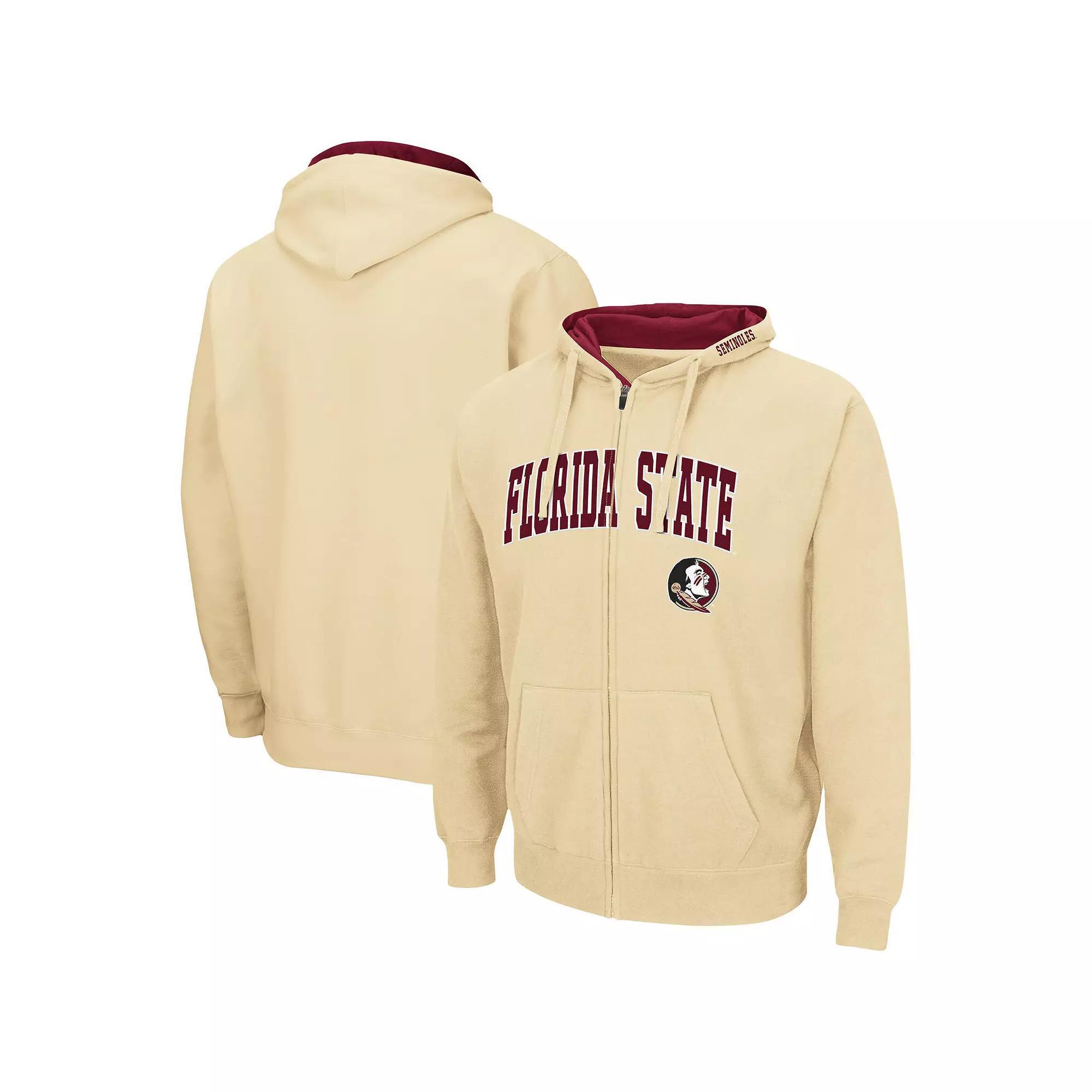Men's Colosseum Gold Florida State Seminoles Arch & Logo 3.0 Full-Zip Hoodie, Size: Medium Product Image