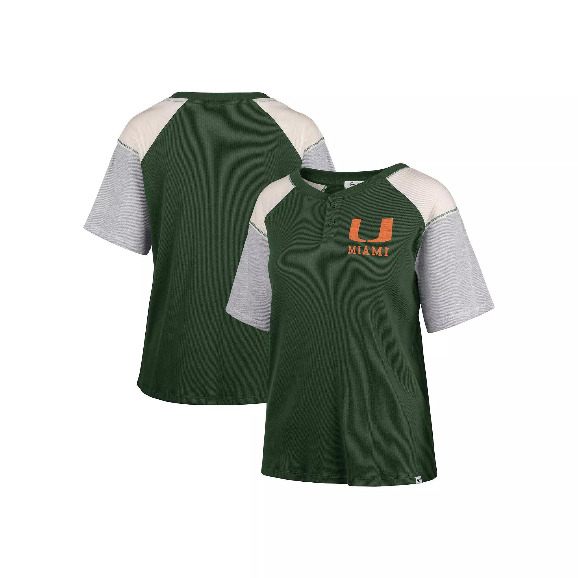 Women's '47 Green Michigan State Spartans Underline Harvey Colorblock Raglan Henley T-Shirt, Size: XL Product Image
