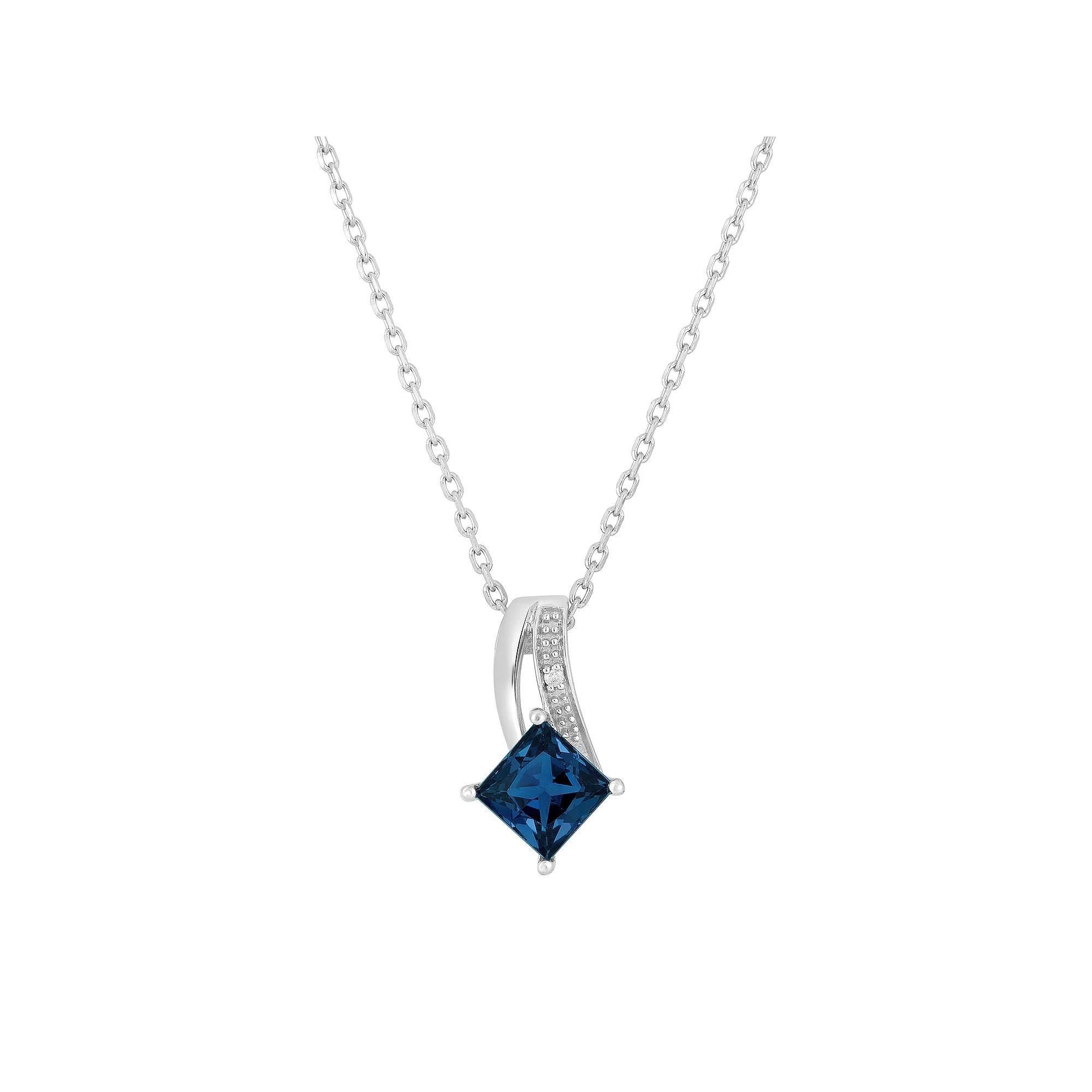 Sterling Silver Lab-Created Alexandrite & Diamond Accent Pendant Necklace, Women's, Size: 18" Product Image