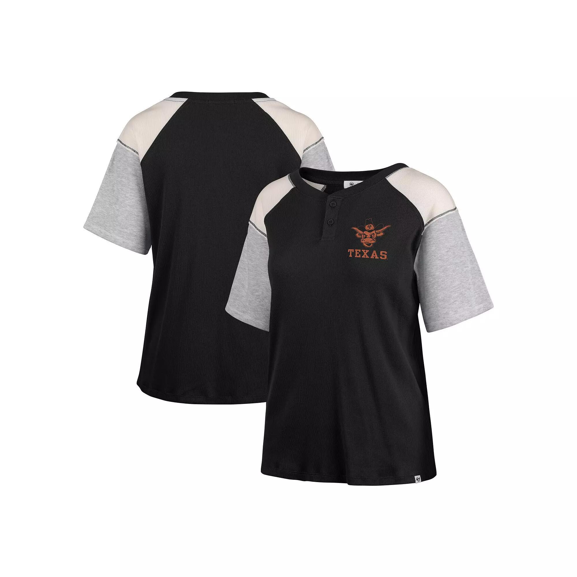 Womens 47 Texas Longhorns Underline Harvey Colorblock Raglan Henley T-Shirt Product Image