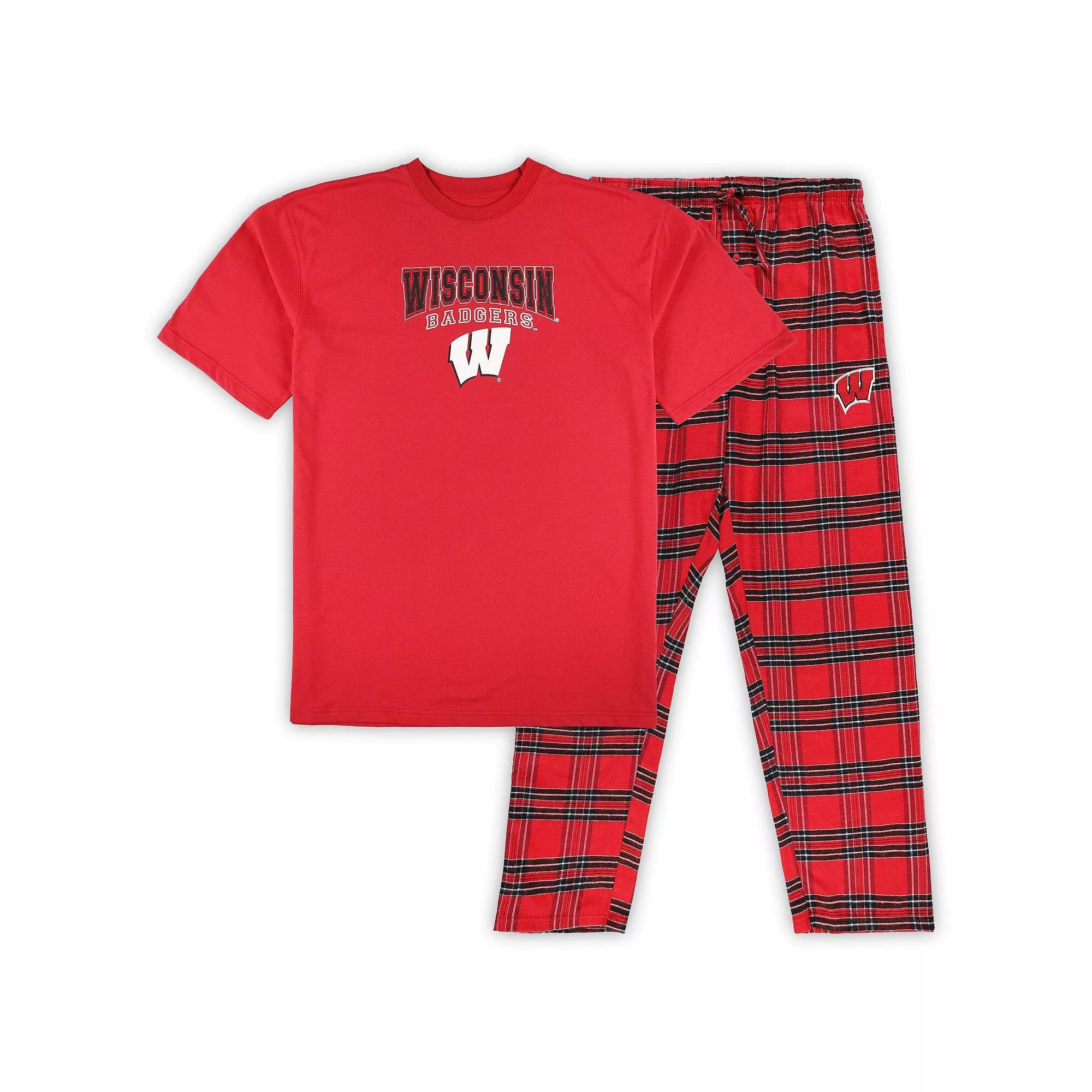 Men's Profile Red/Black Wisconsin Badgers Big & Tall 2-Pack T-Shirt & Flannel Pants Set, Size: 2XB Product Image
