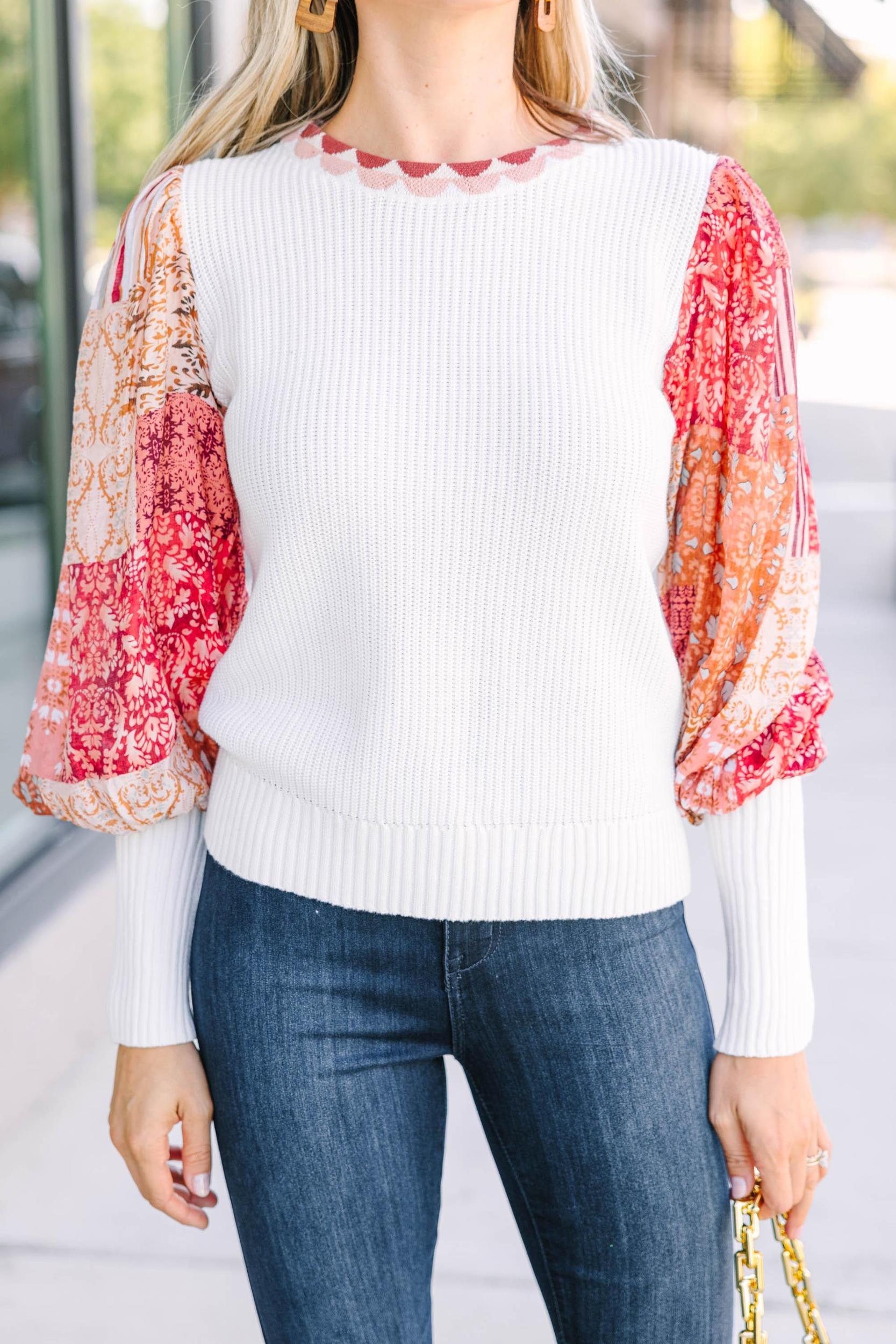 Starting Memories Rust Orange Abstract Sleeve Sweater Female Product Image