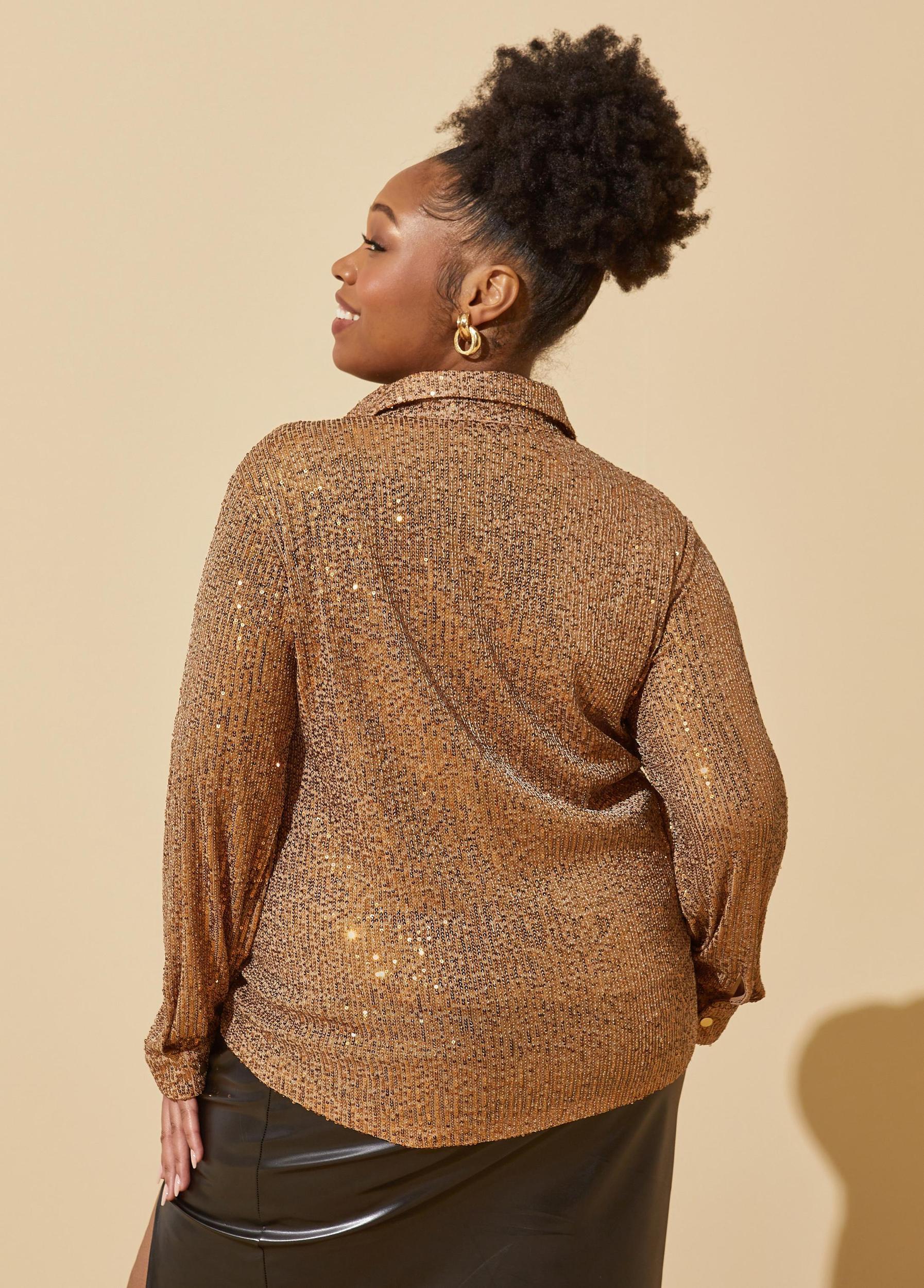 Sequined Mesh Shirt Product Image