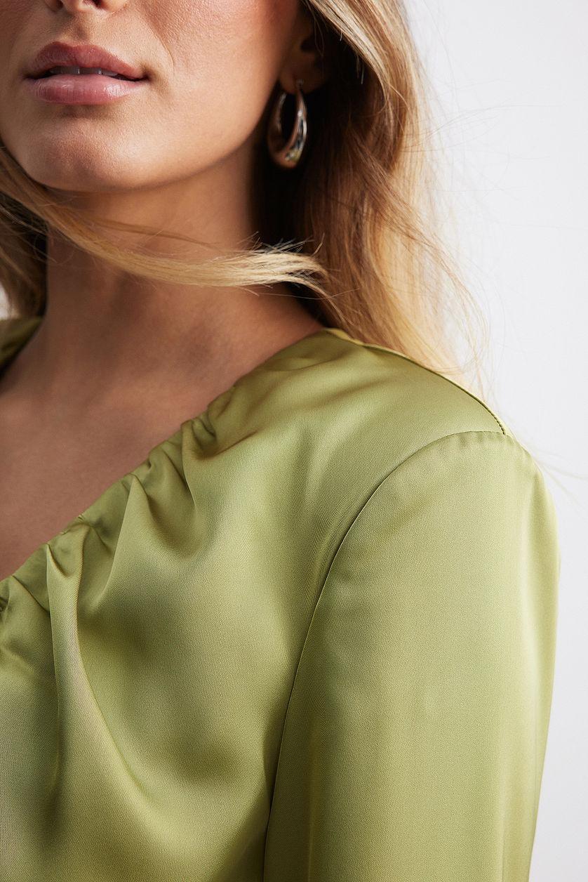 Satin Blouse with Gathered Neckline Product Image