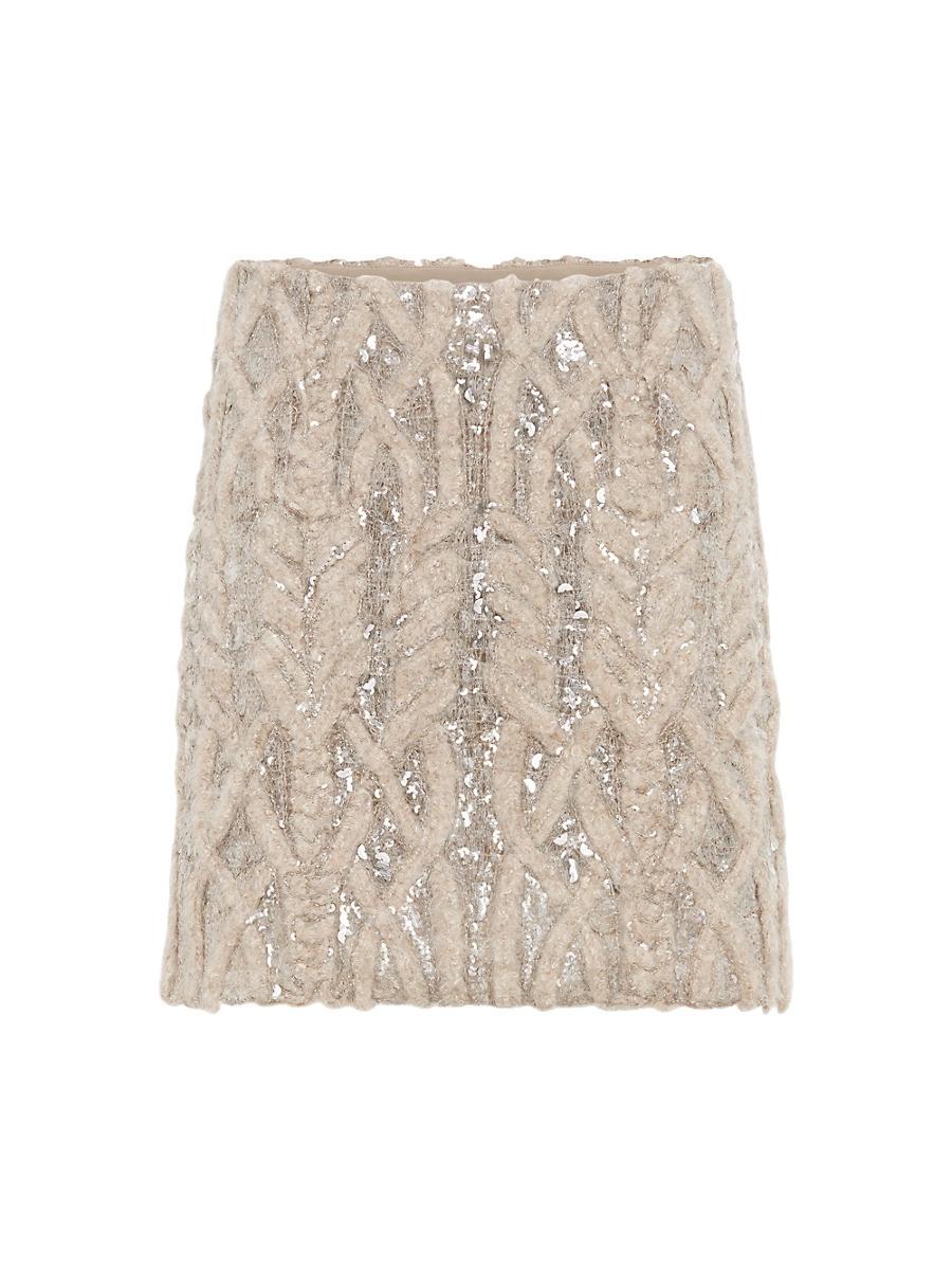 Womens Dazzling Fern Embroidery Mini Skirt in Alpaca, Mohair and Wool Product Image