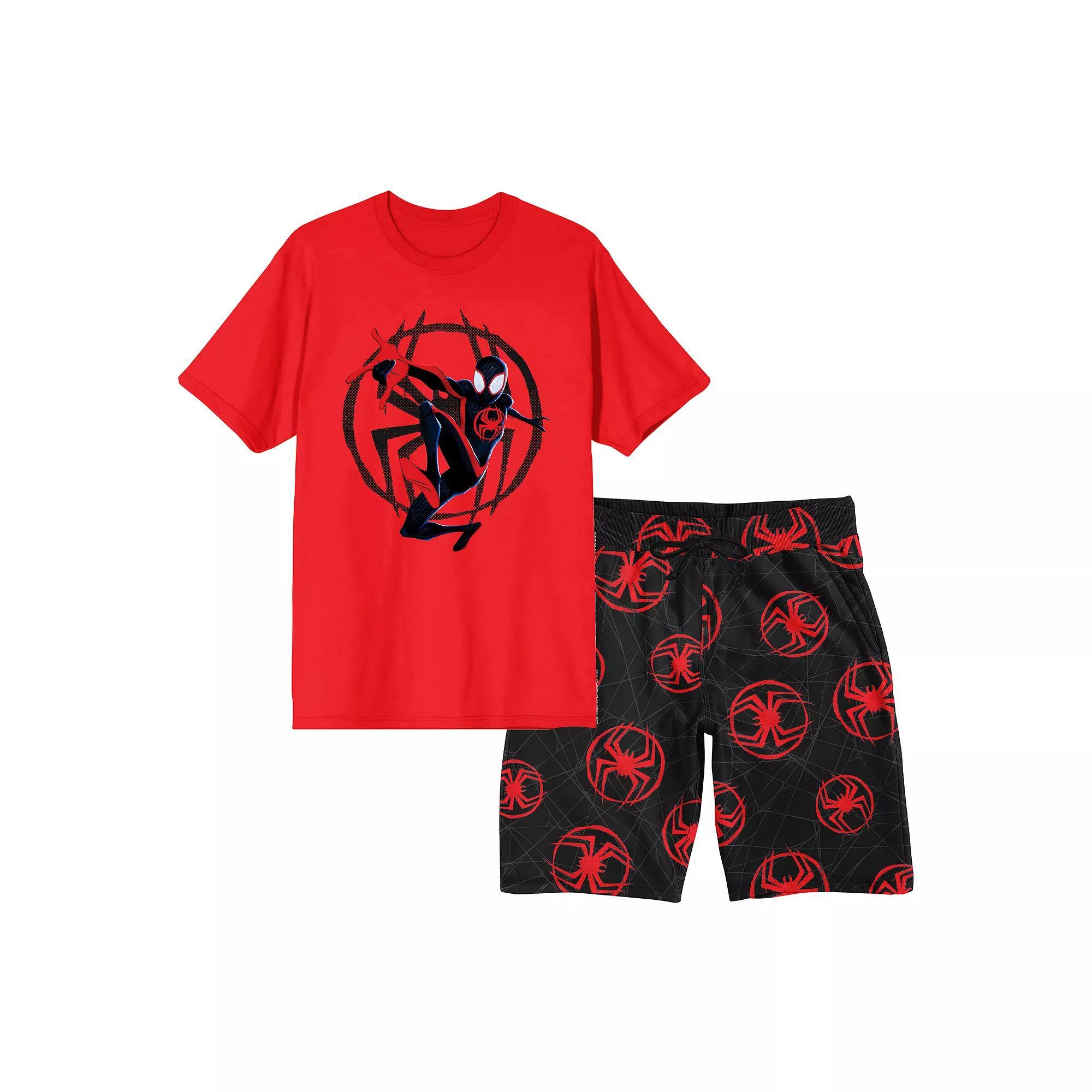 Men's Spider-Man Pajama Top & Pajama Bottom Set, Size: XL, Multicolored Product Image