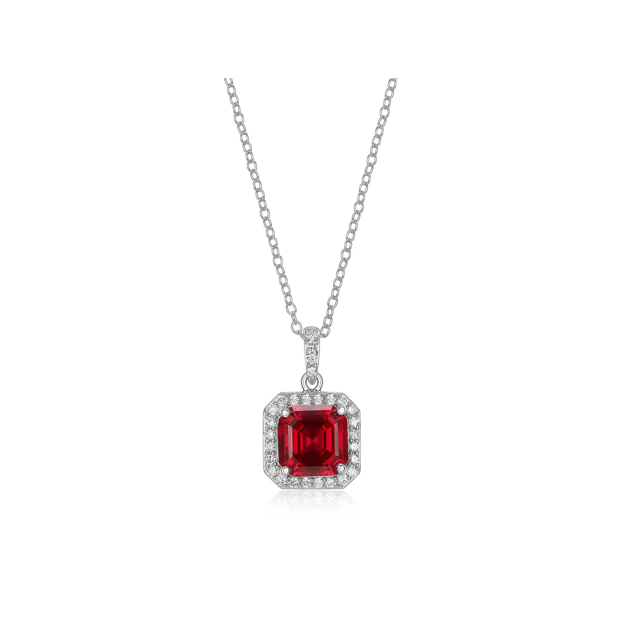 Sterling Silver Ruby 1/4 Carat T.W. Lab-Grown Diamond Pendant Necklace, Women's, Size: 18-20" ADJ Product Image
