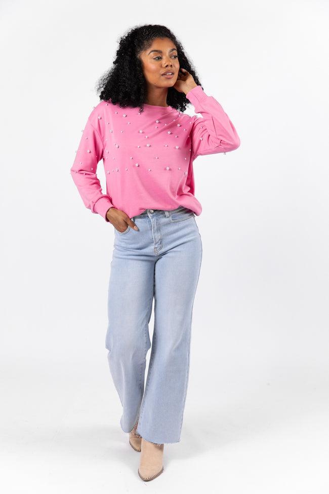 Always Us Pink Pearl Embellished Pullover FINAL SALE Product Image