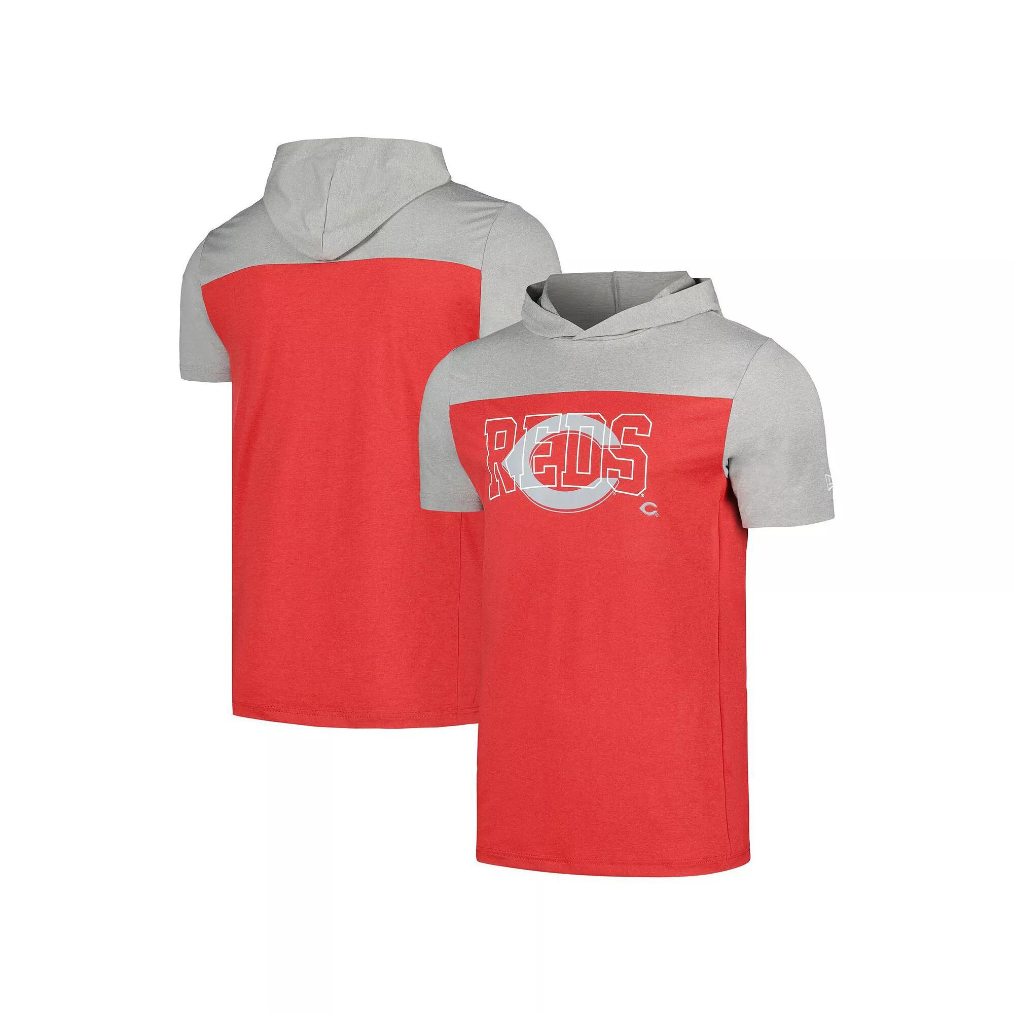 Men's New Era Red Cincinnati Reds Active Brushed Hoodie T-Shirt, Size: Large, Red Red Product Image