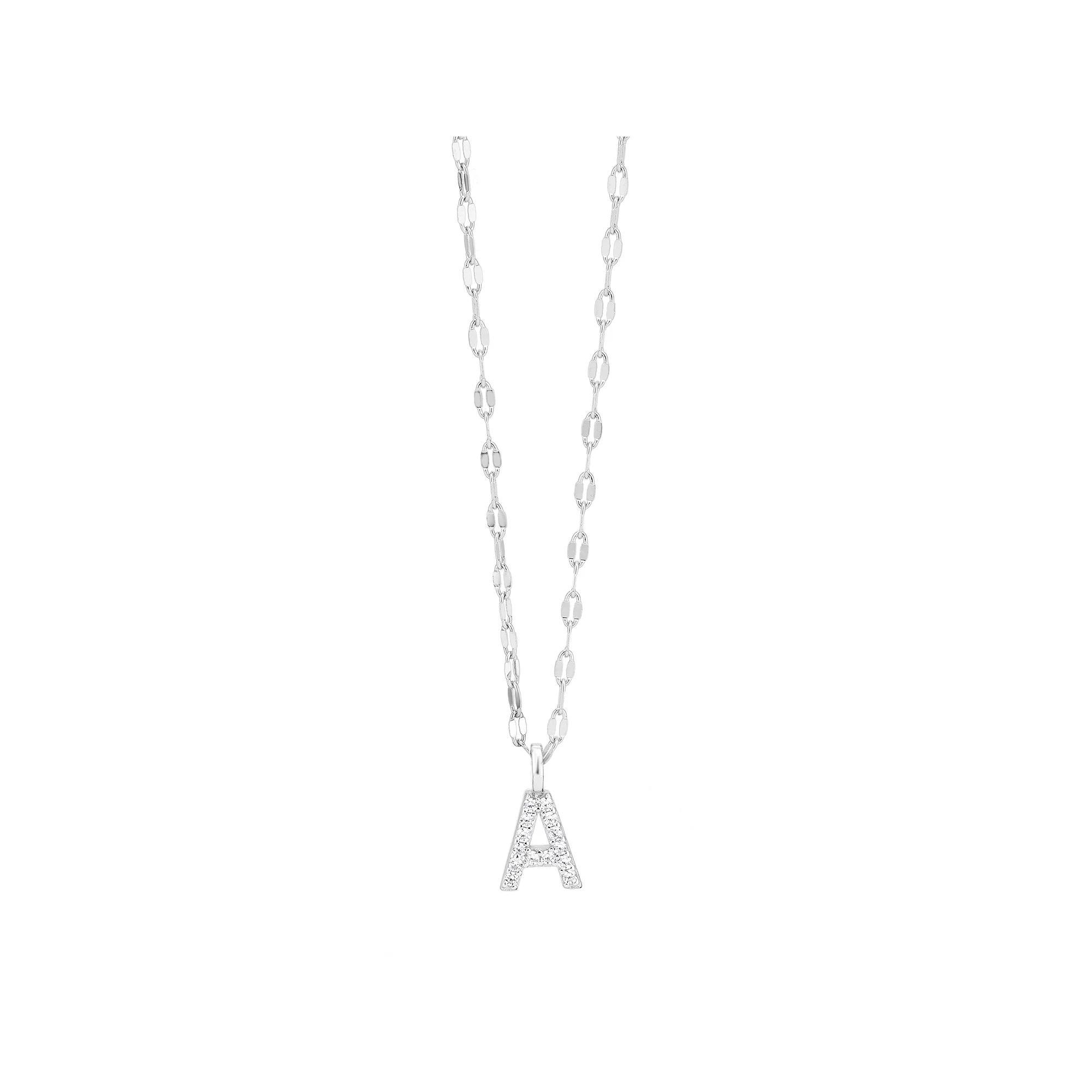Judy Crowell Sterling Silver Cubic Zirconia Pave Mirror Chain Initial Necklace, Women's, Size: 18" Product Image