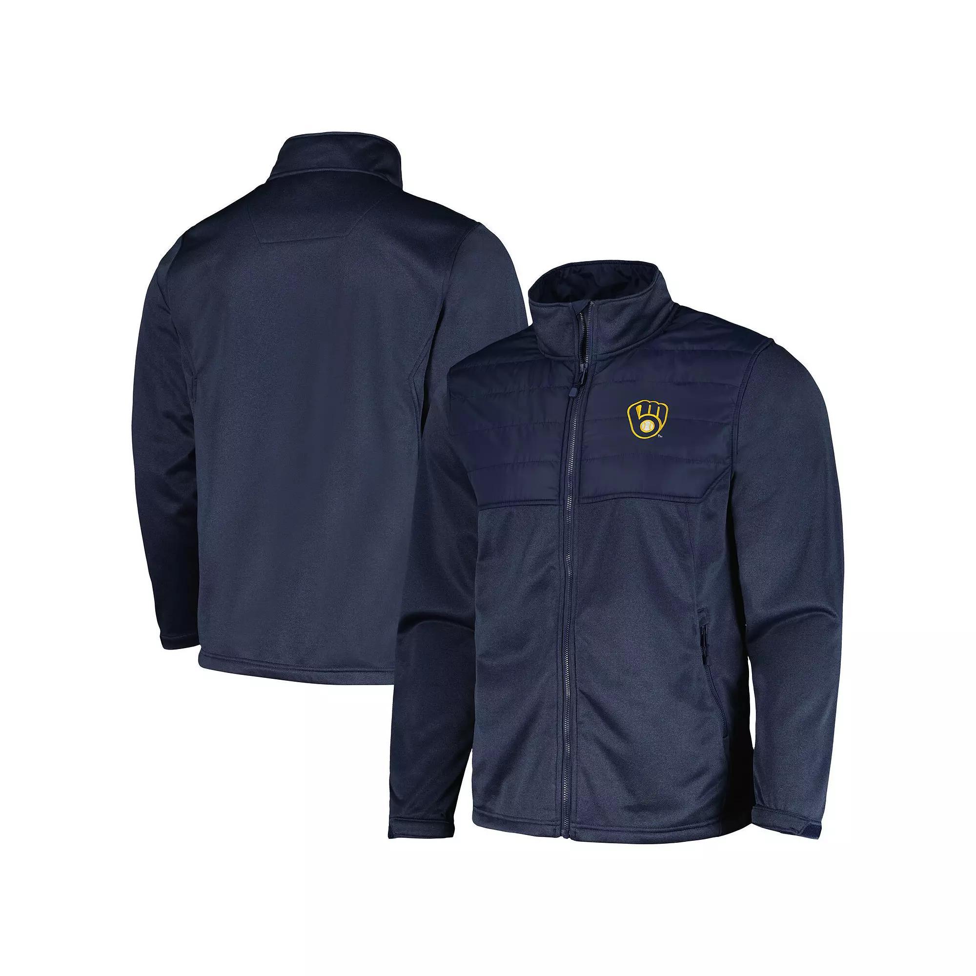 Men's Dunbrooke  Heather Navy Milwaukee Brewers Explorer Full-Zip Jacket, Size: Small, Blue Product Image