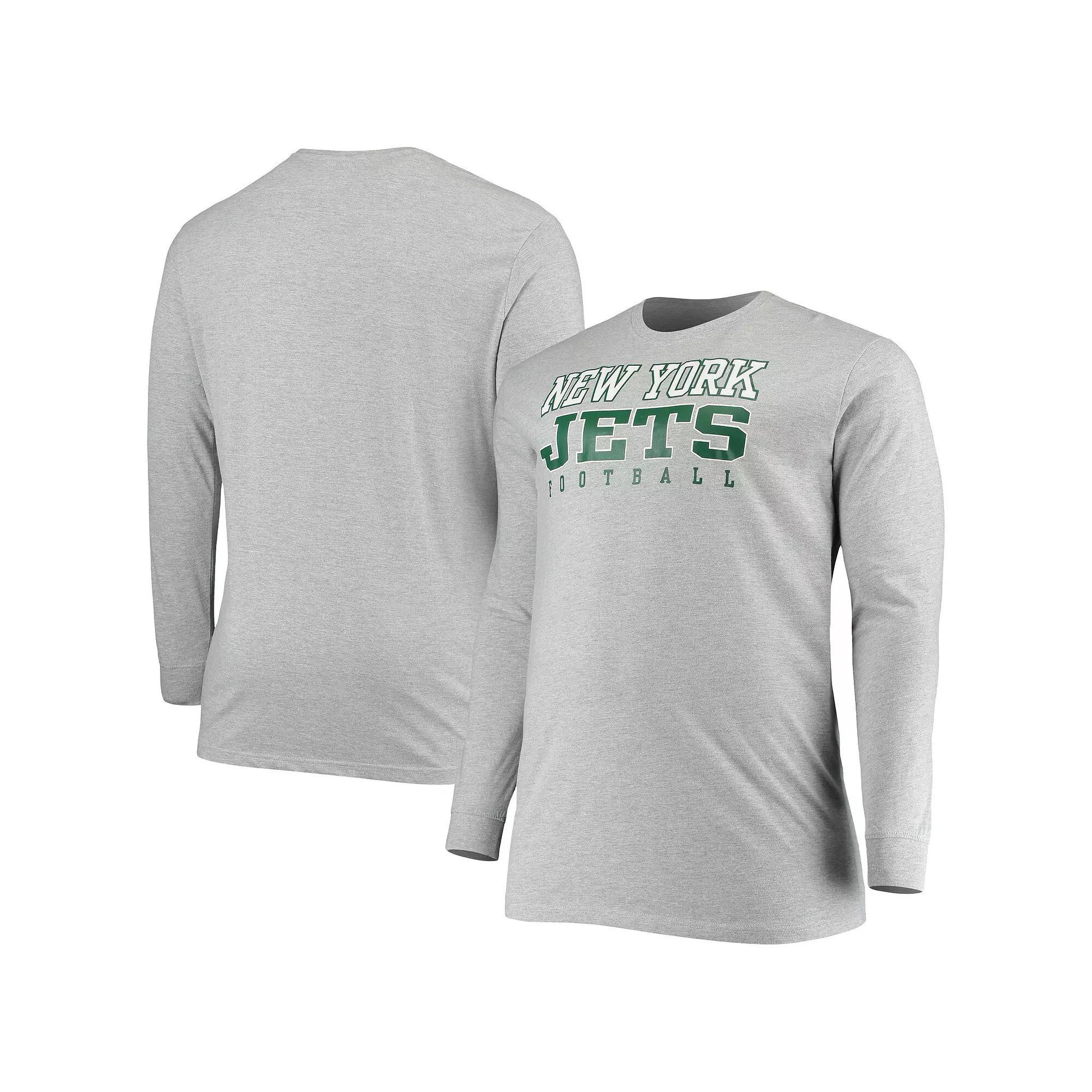 Mens Fanatics Branded Heathered Gray New York Jets Big & Tall Practice Long Sleeve T-Shirt Product Image