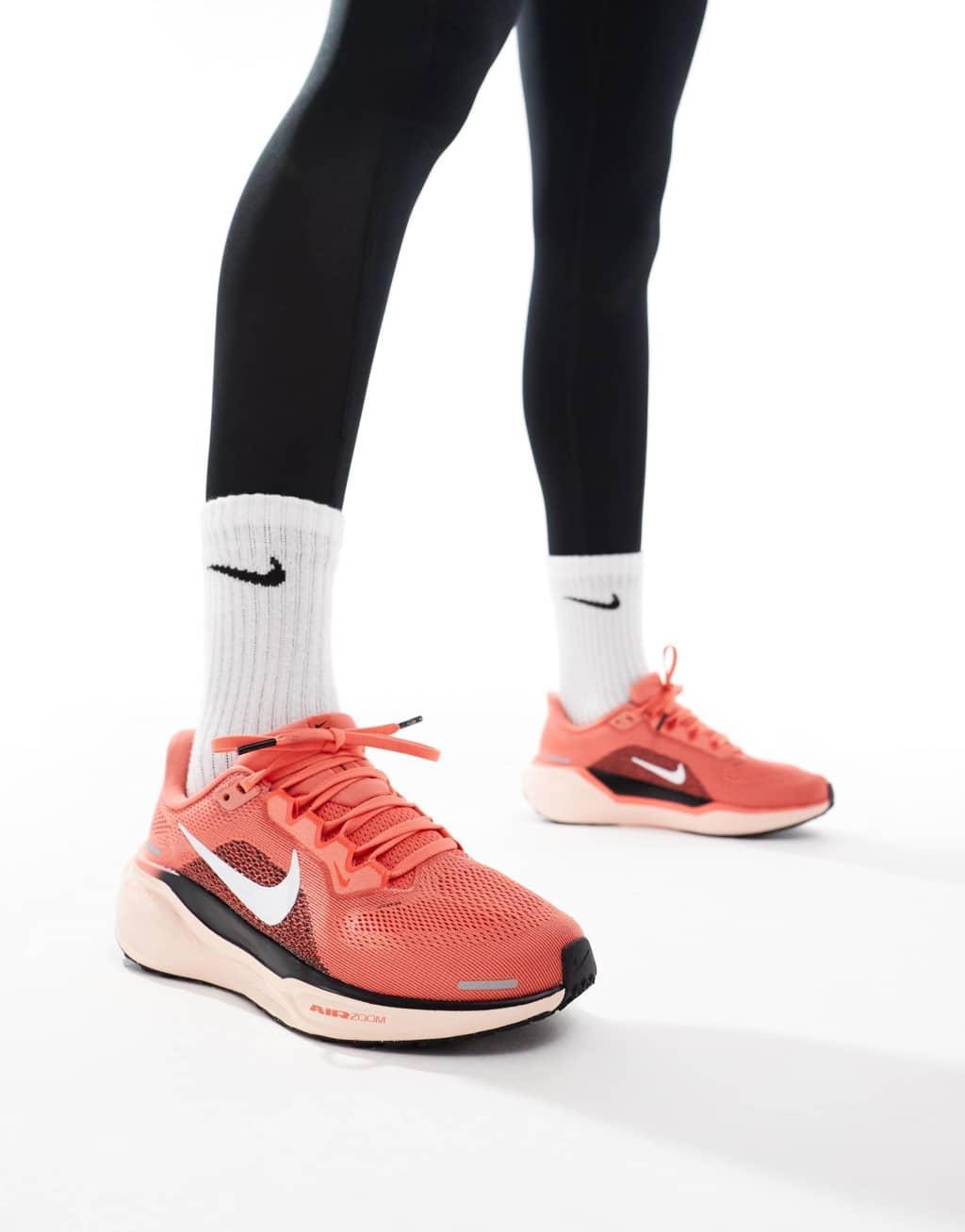 Nike Running Air Zoom Pegasus 41 sneakers in pink, white and black Product Image