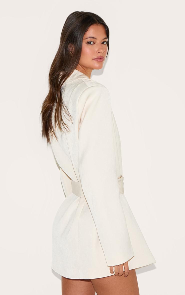 Almond Structured Belted Blazer Dress Product Image