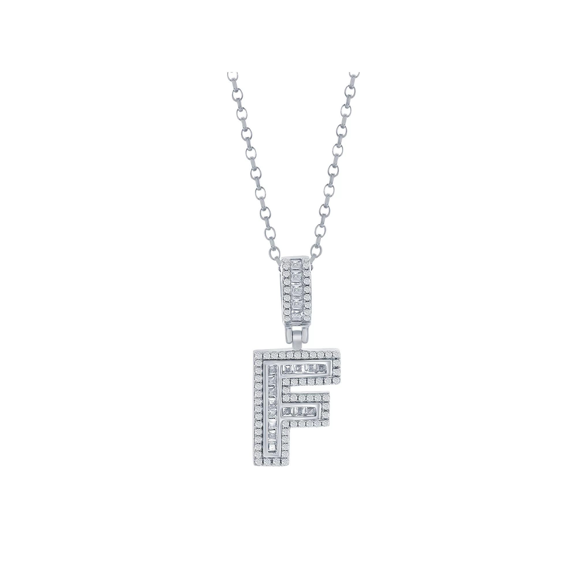 Argento Bella Sterling Silver Cubic Zirconia Initial Pendant Necklace, Womens Sterling F Product Image