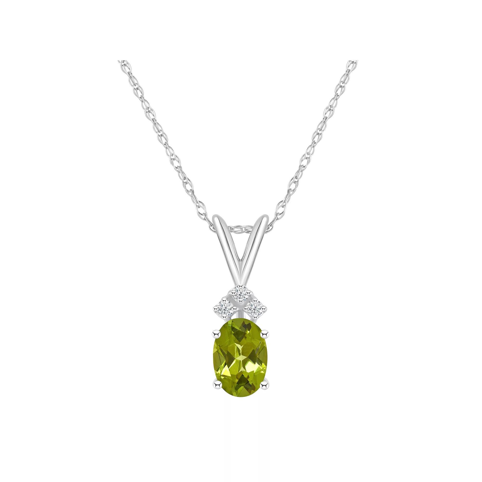 Celebration Gems 14k Gold Gemstone & Diamond Accent Pendant Necklace, Women's, Size: 18", White Product Image