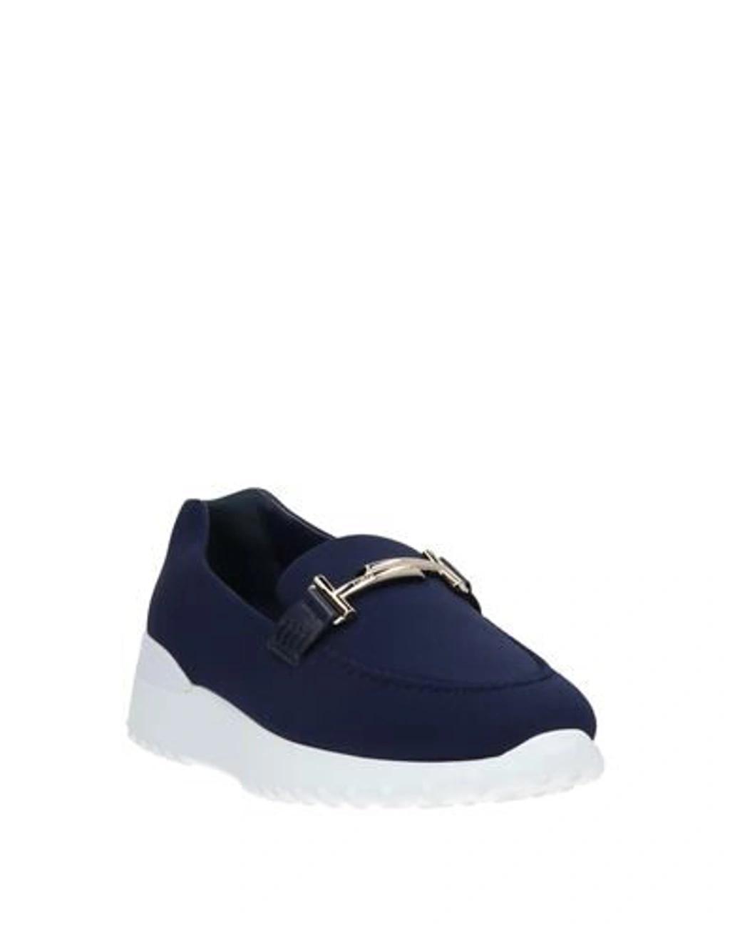TOD'S Woman Loafers Midnight Blue Size 4 Textile Fibers Product Image