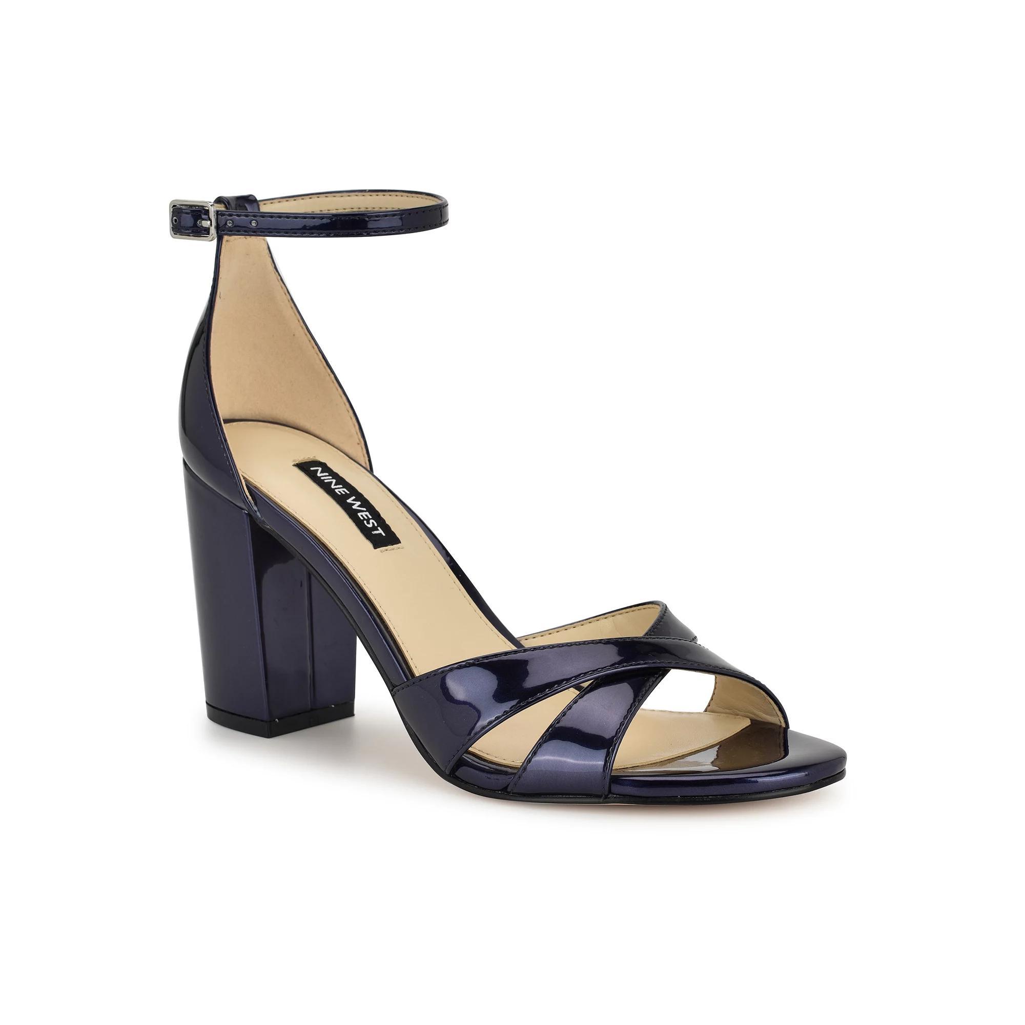 Nine West Saile Womens Dress Sandals Navy Mirror Grey Product Image