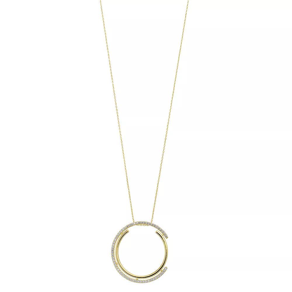 Sterling Silver Cubic Zirconia Concentric Eternity Pendant Necklace, Womens Yellow Product Image