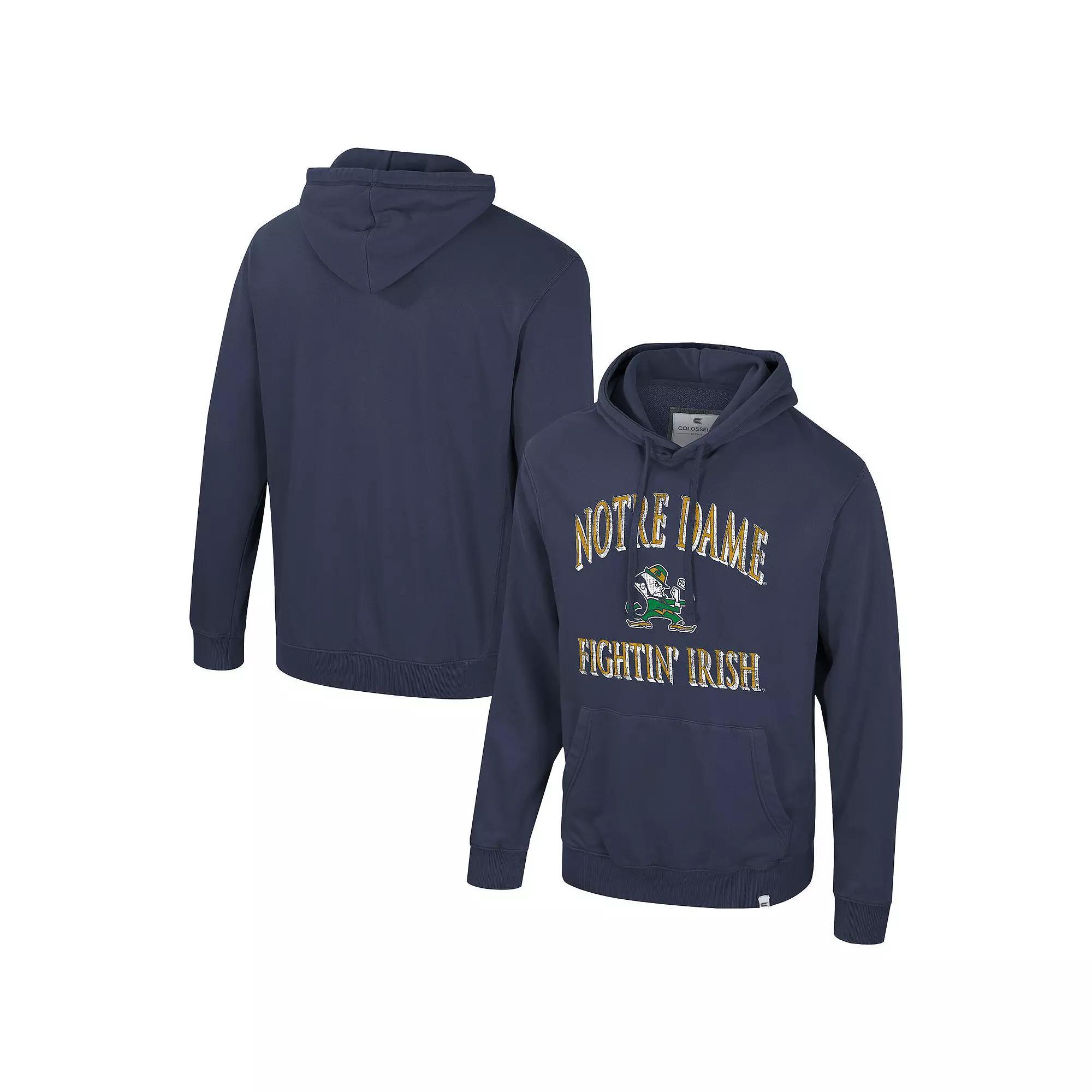 Men's Colosseum Navy Notre Dame Fighting Irish Big & Tall Cap E-Tan Pullover Hoodie, Size: 2XB, Blue Product Image