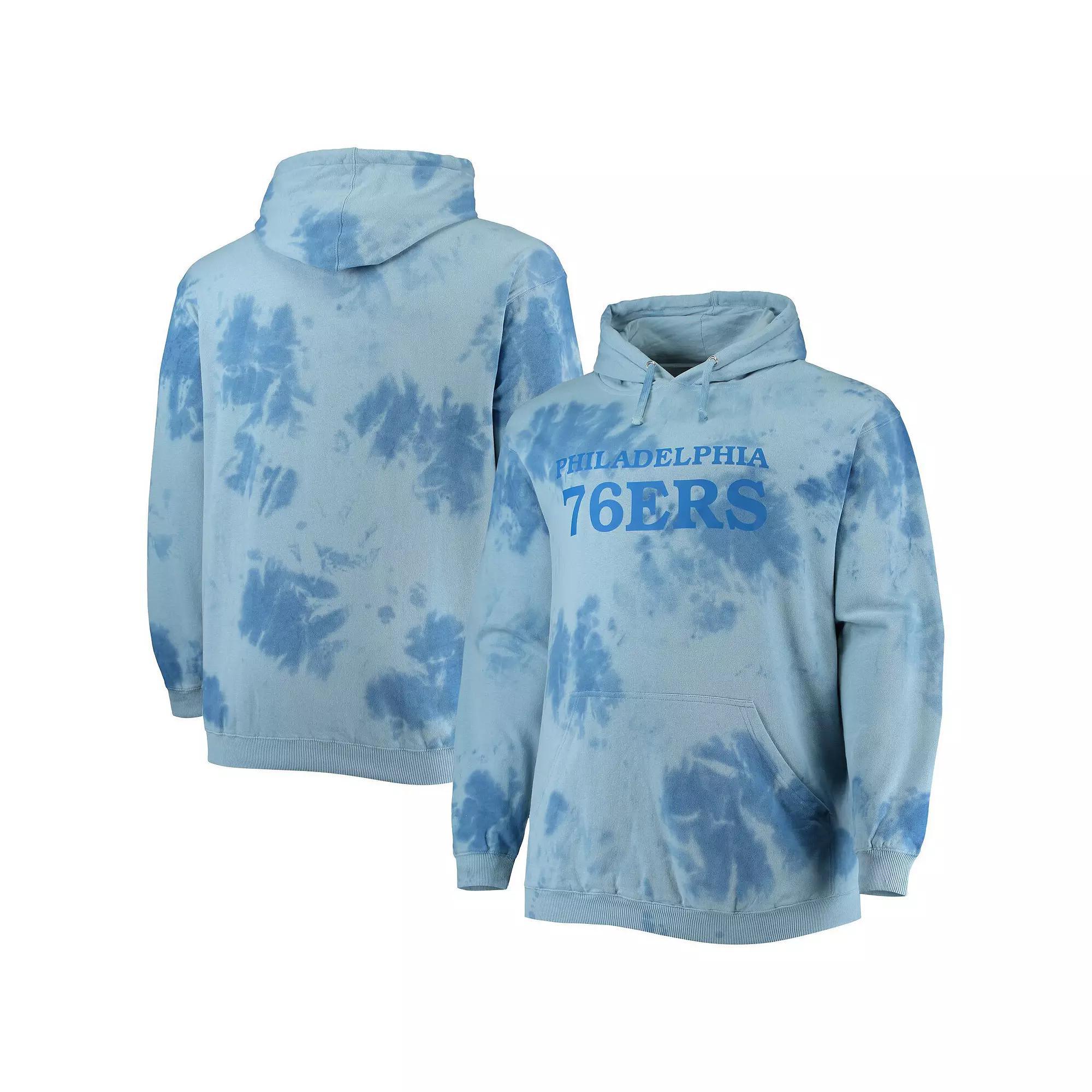 Men's Fanatics Branded Royal Philadelphia 76ers Big & Tall Wordmark Cloud Dye Pullover Hoodie, Size: XLT, 76r Blue Product Image
